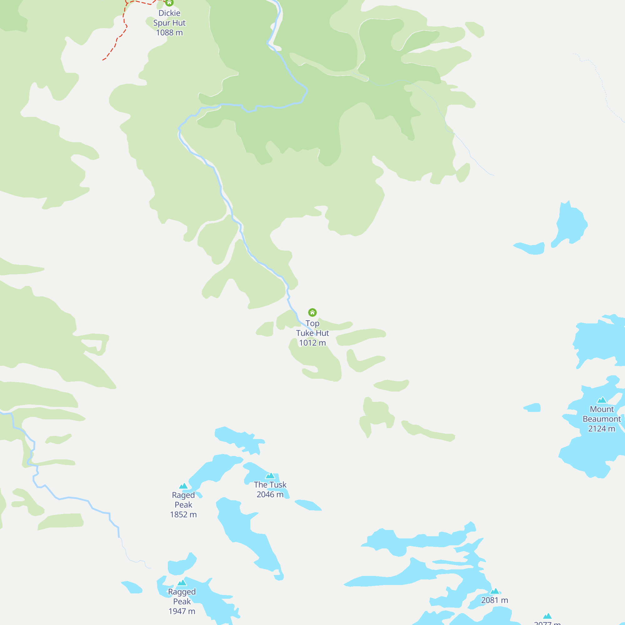 Top Tuke Hut map