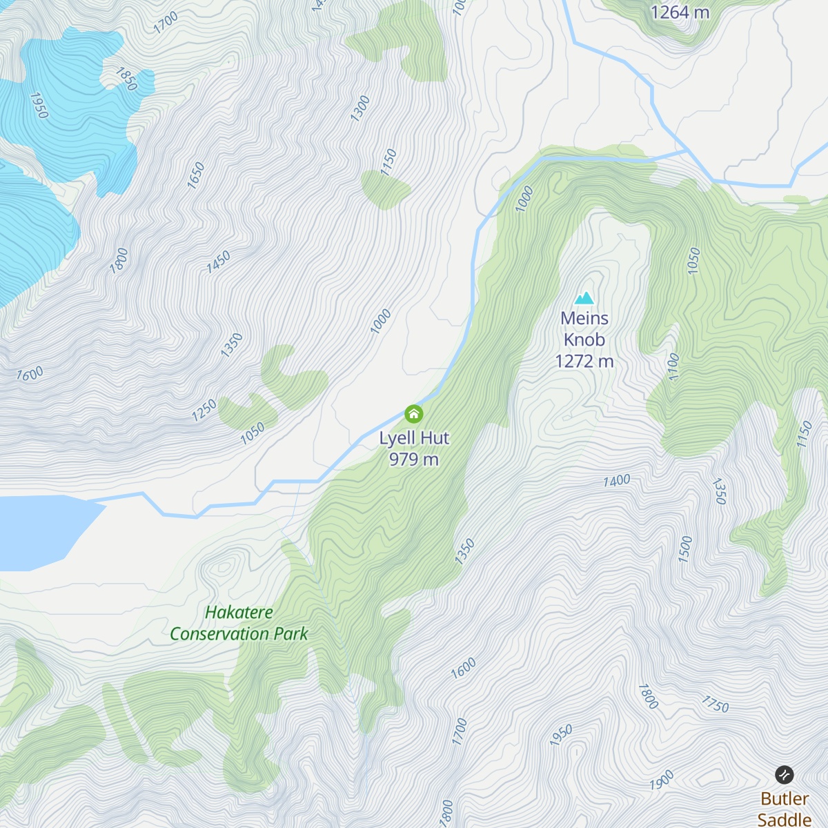 Lyell Hut map