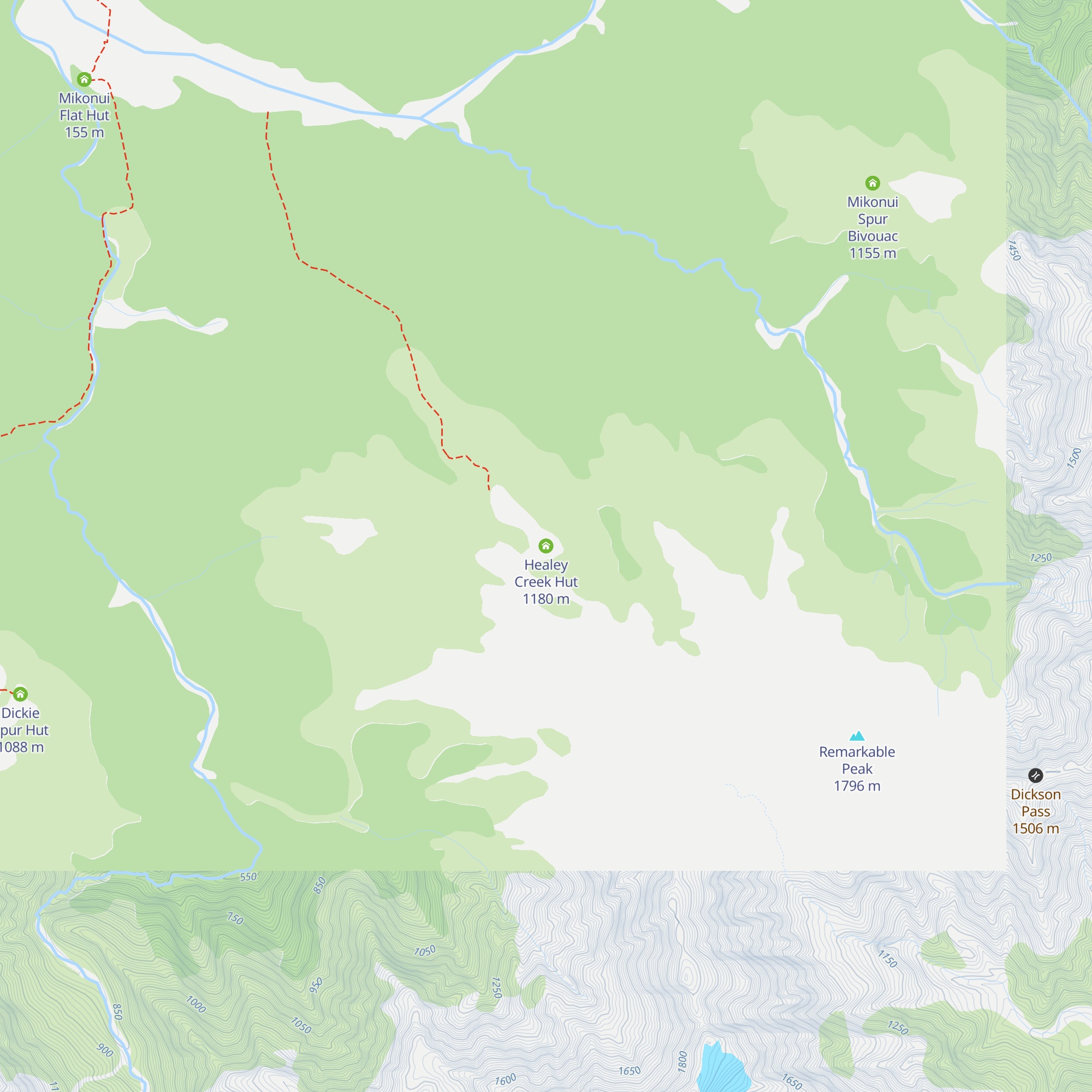 Healey Creek Hut map