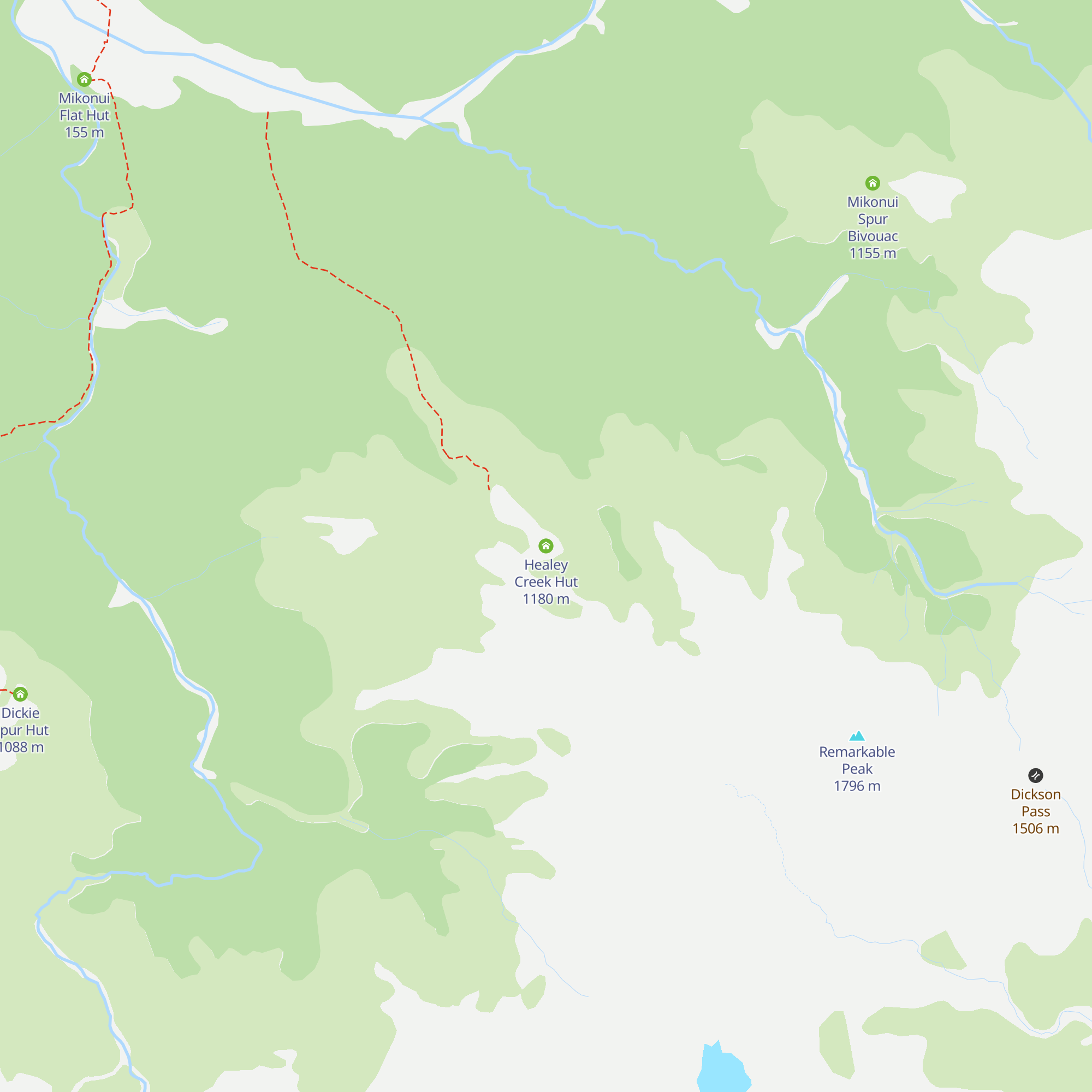 Healey Creek Hut map