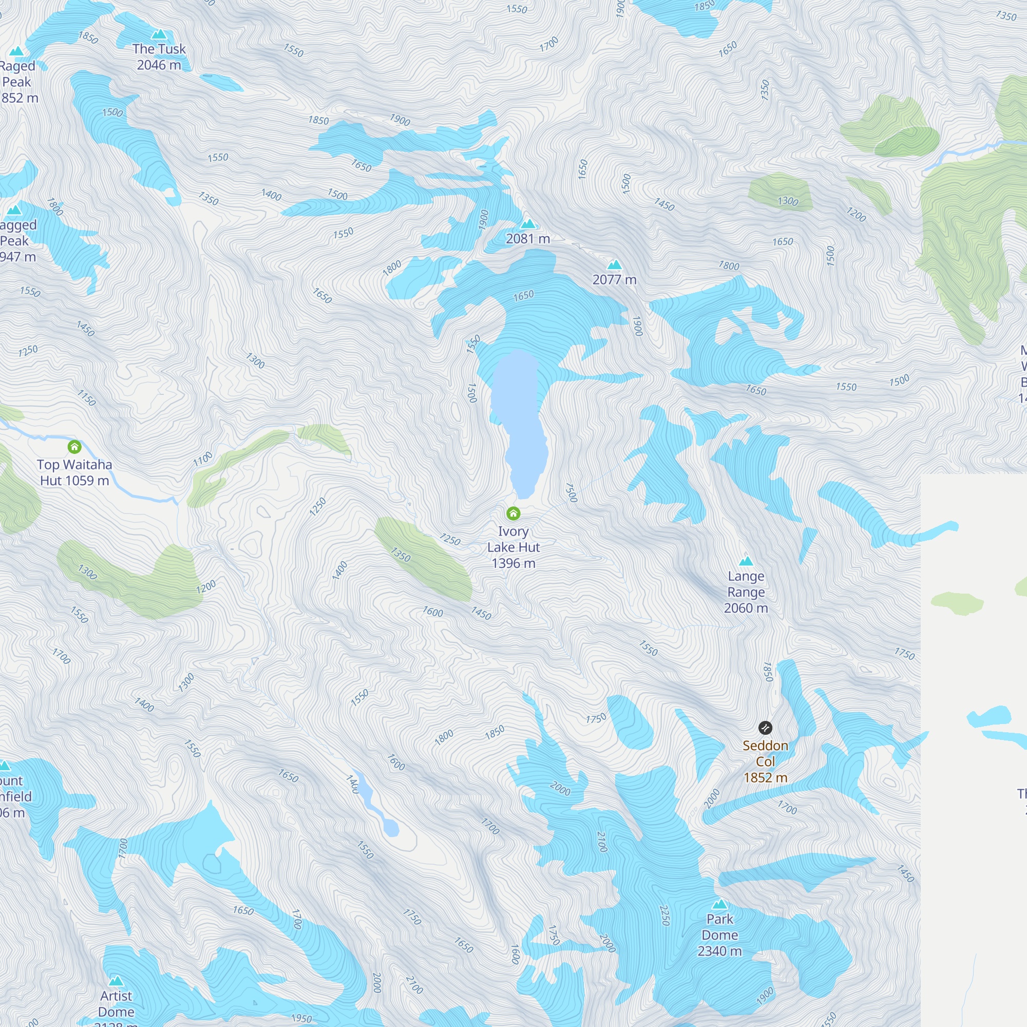 Ivory Lake Hut map