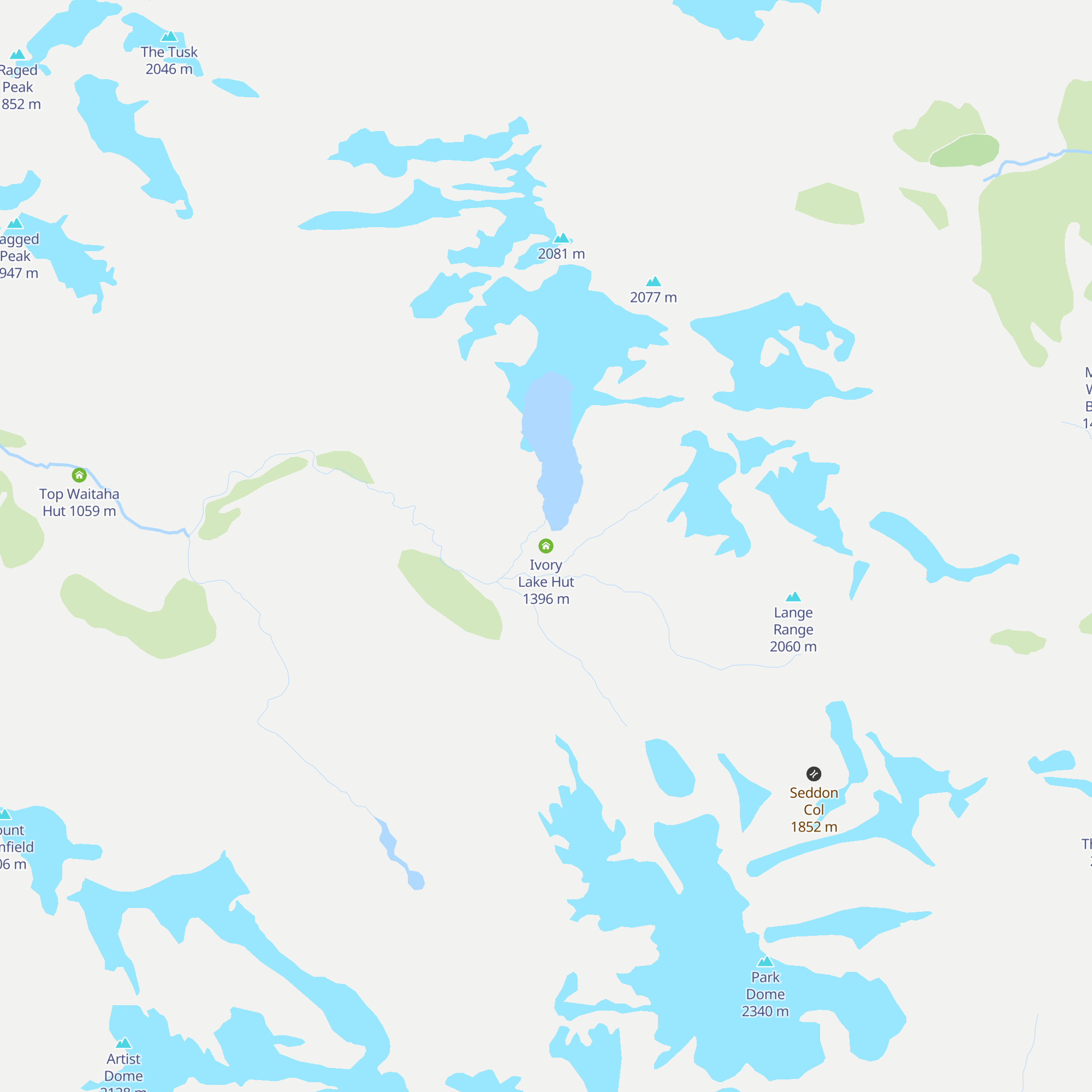 Ivory Lake Hut map