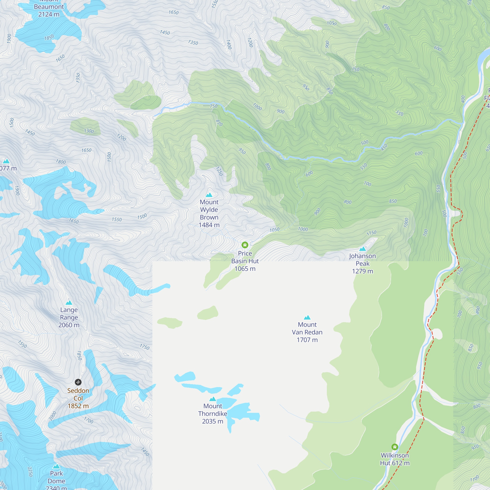 Price Basin Hut map