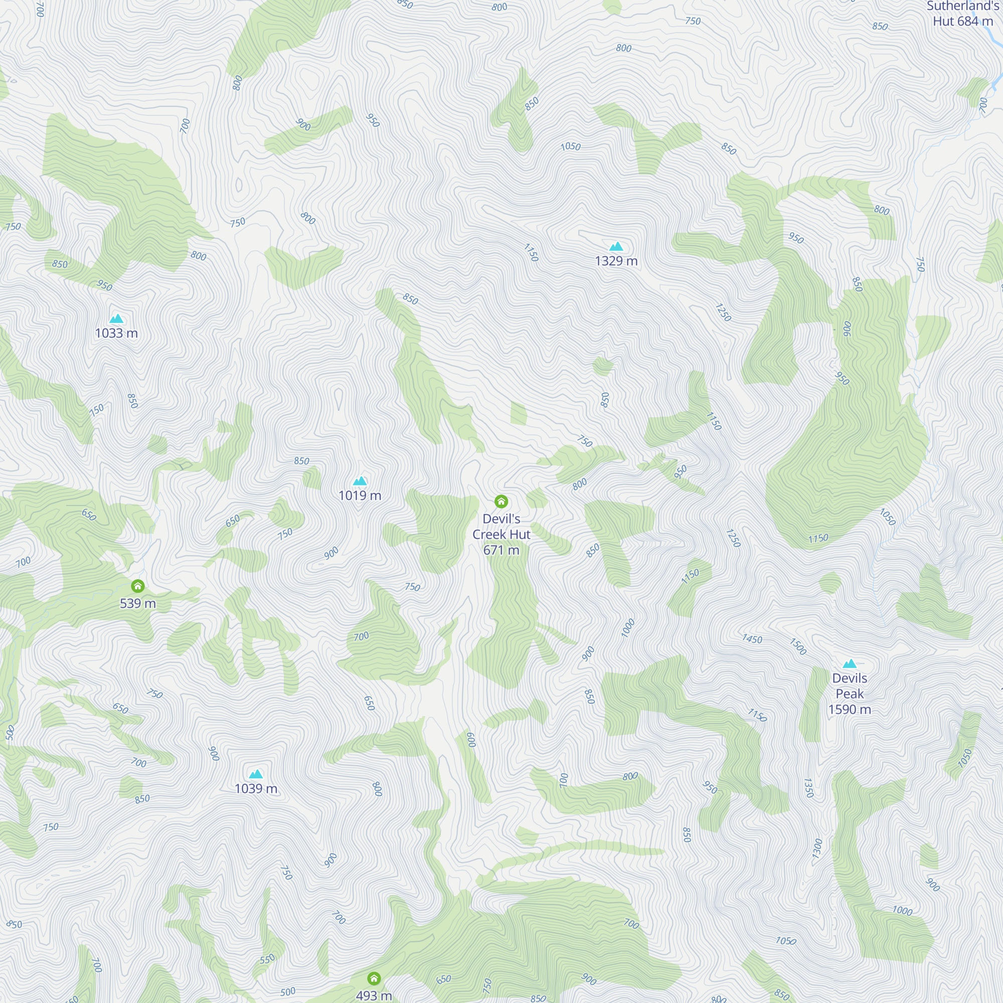 Devil's Creek Hut map