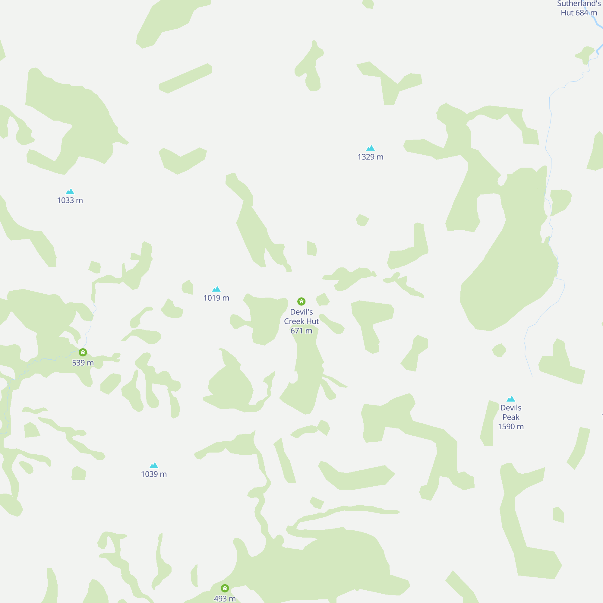 Devil's Creek Hut map