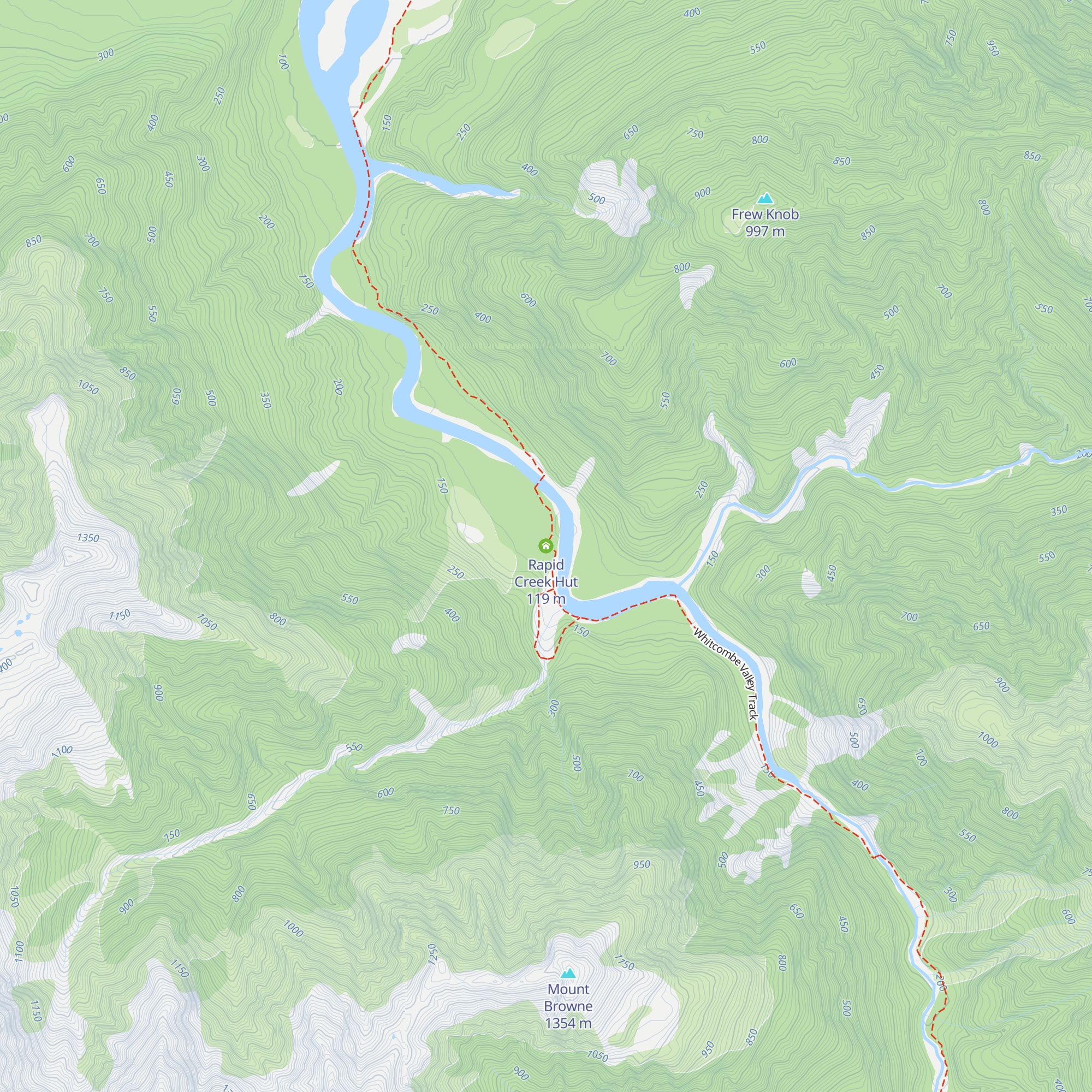 Rapid Creek Hut map