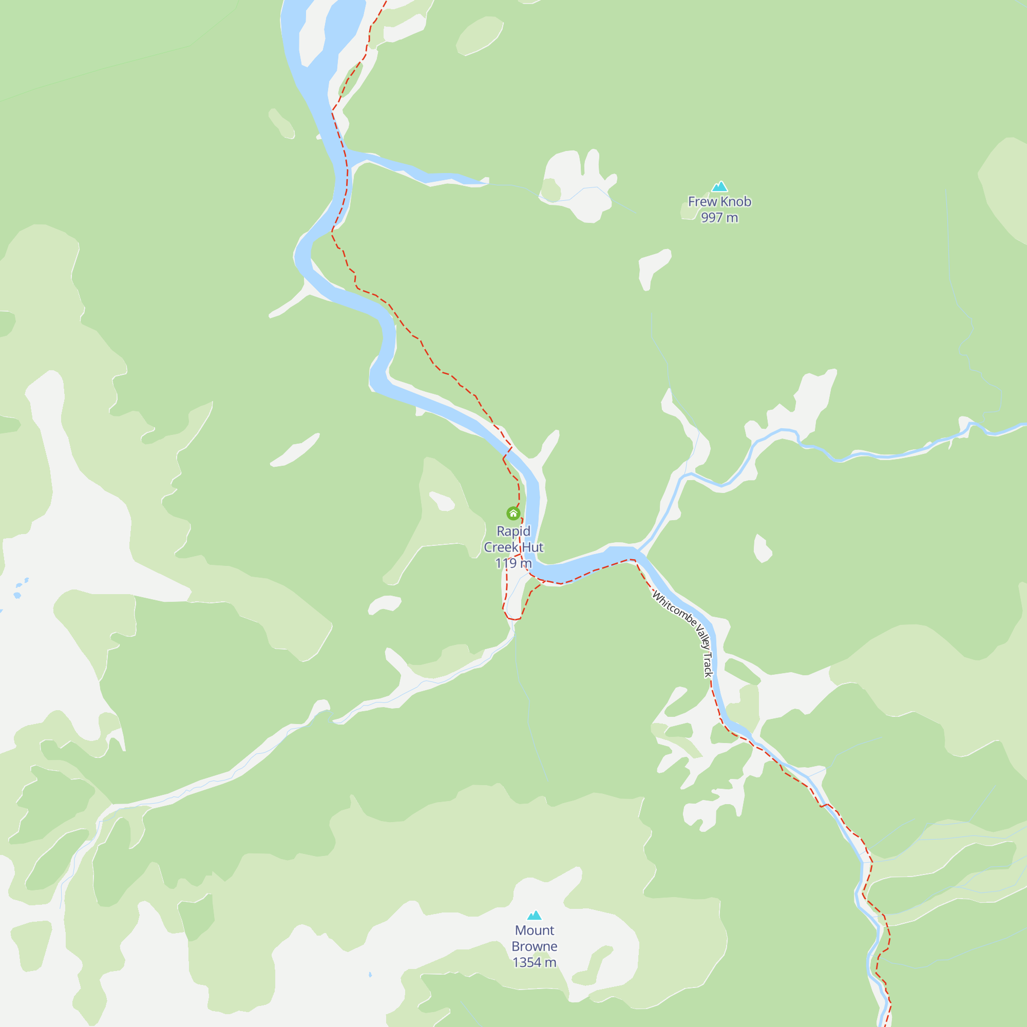 Rapid Creek Hut map