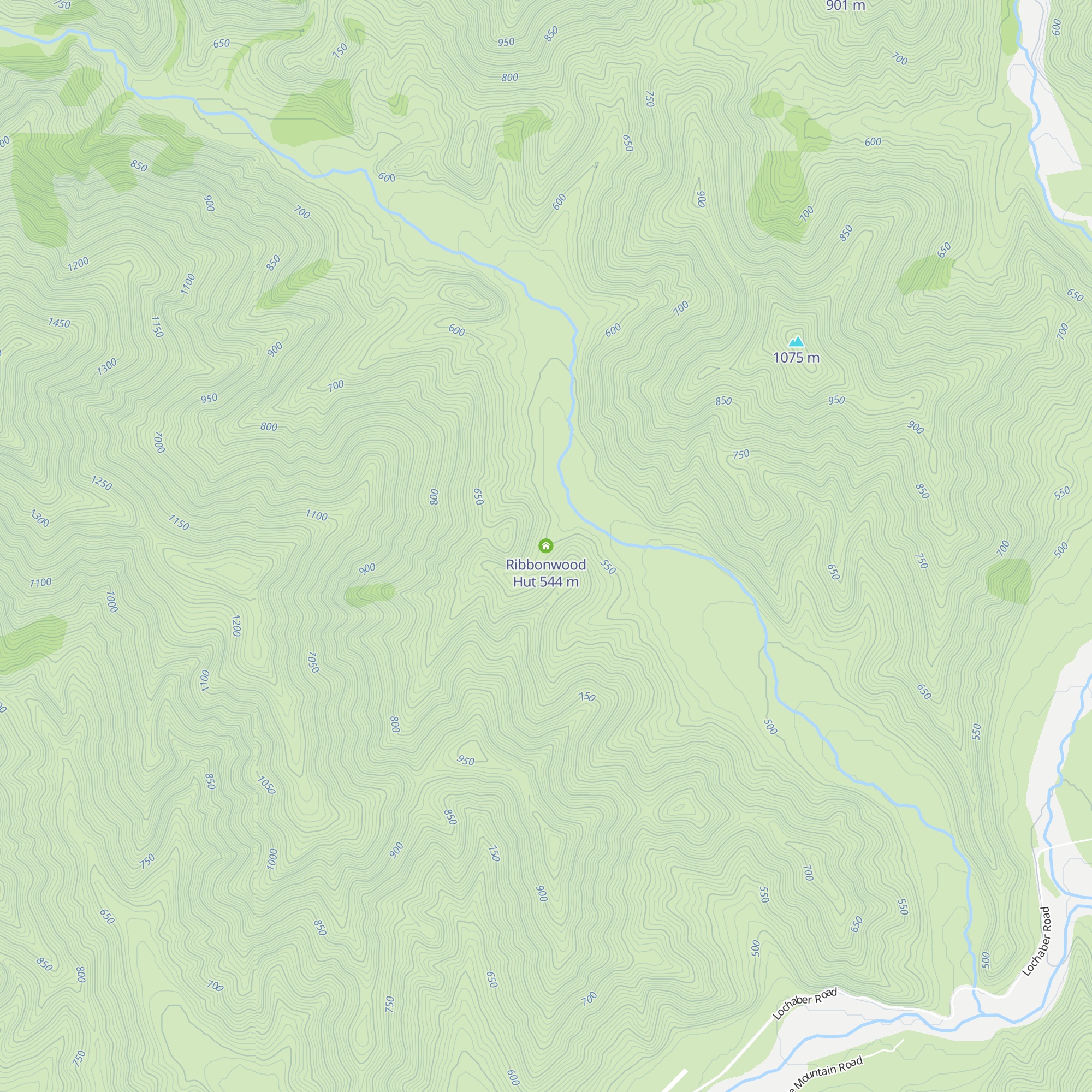Ribbonwood Hut map