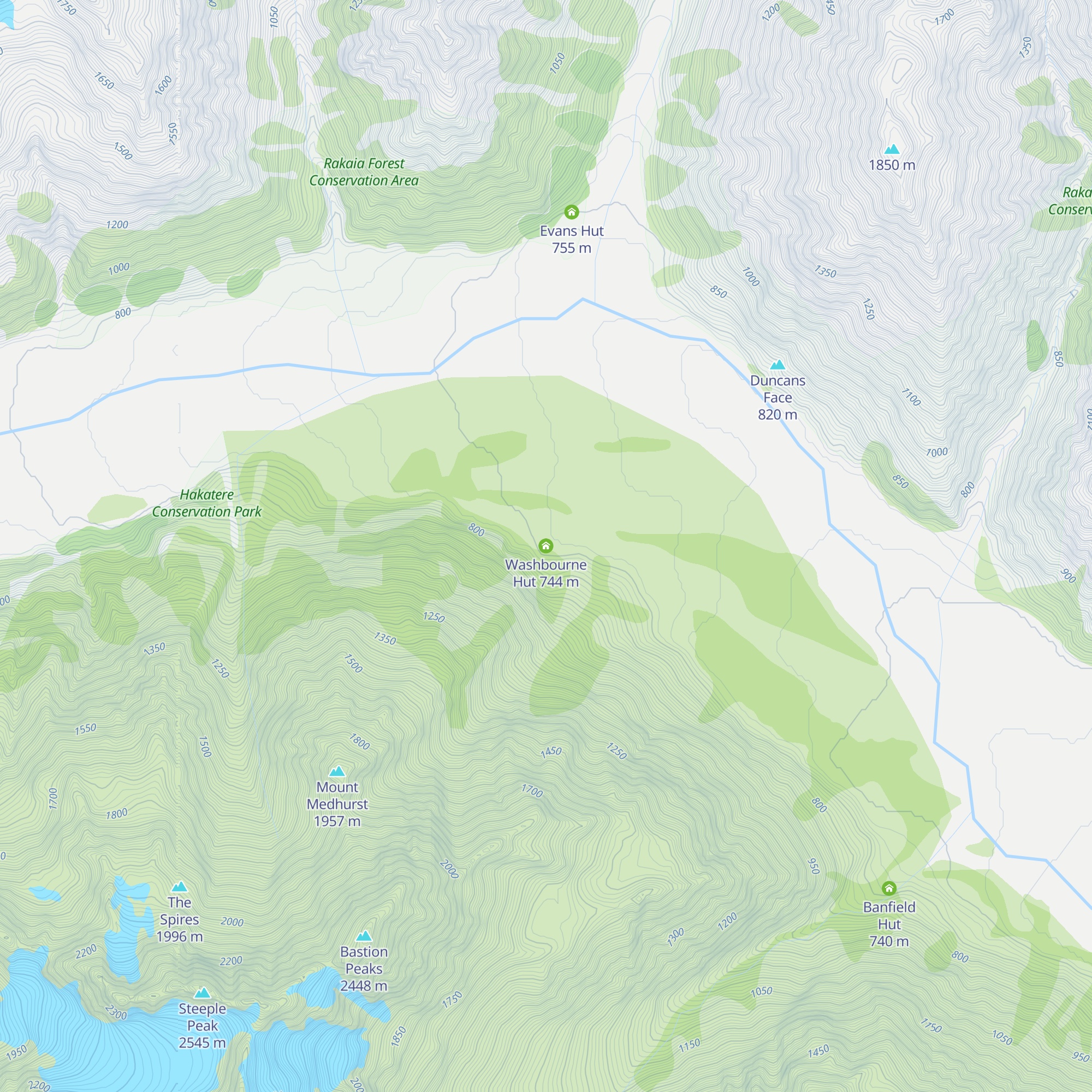 Washbourne Hut map