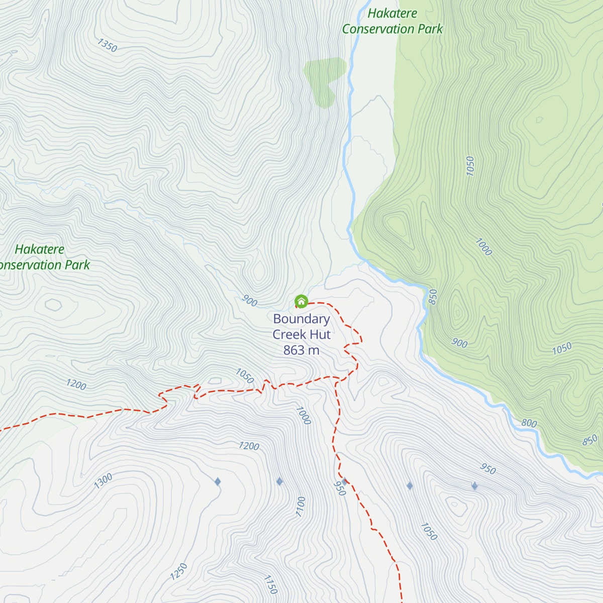 Boundary Creek Hut map
