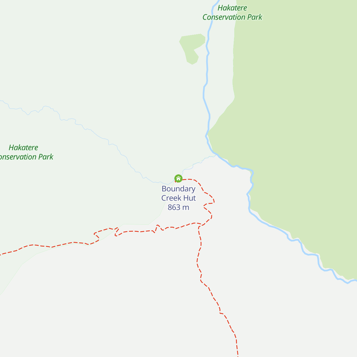 Boundary Creek Hut map