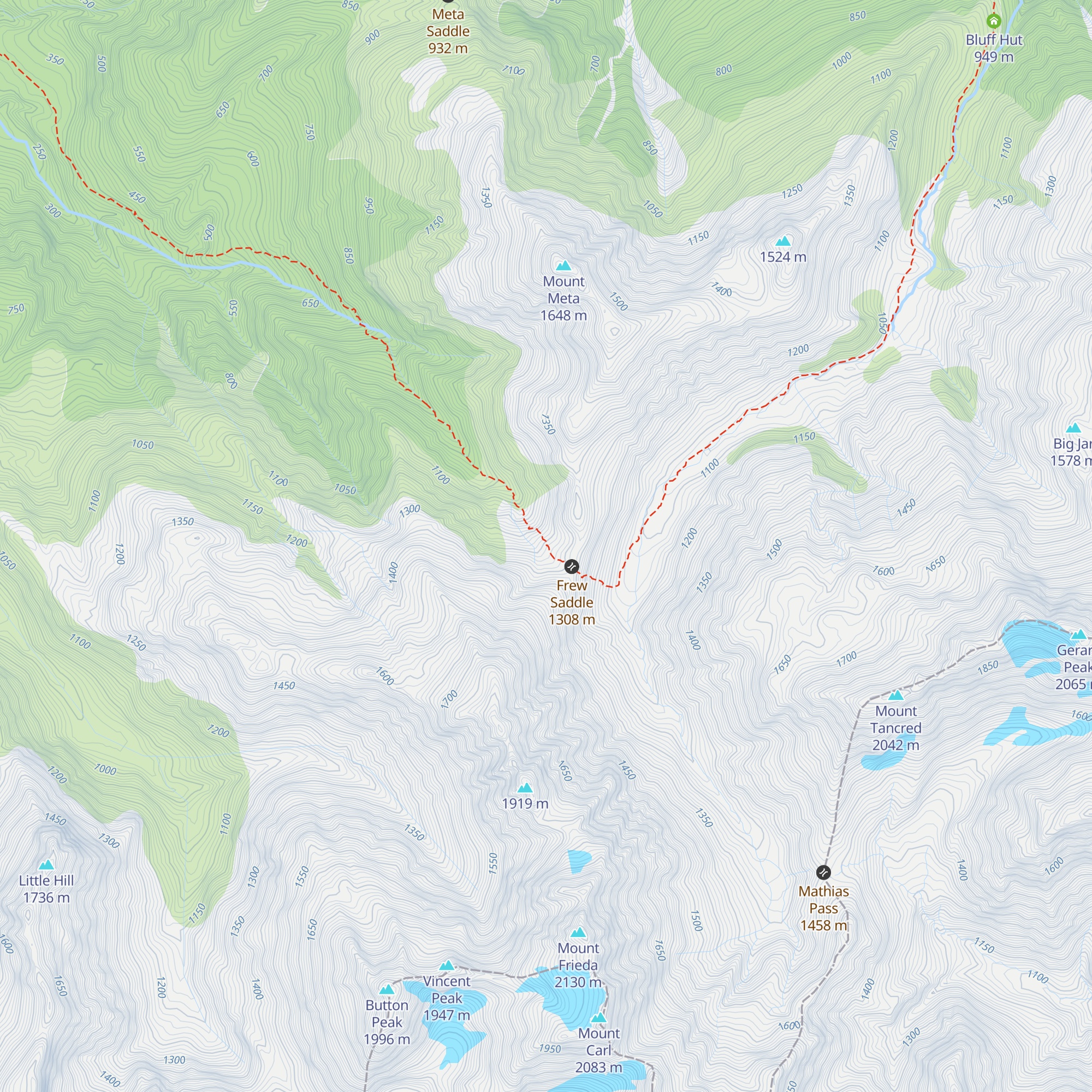 Frew Saddle Bivouac map