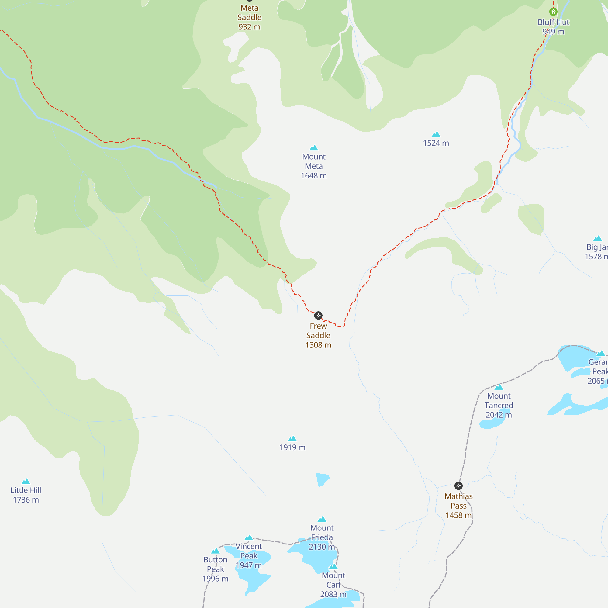 Frew Saddle Bivouac map