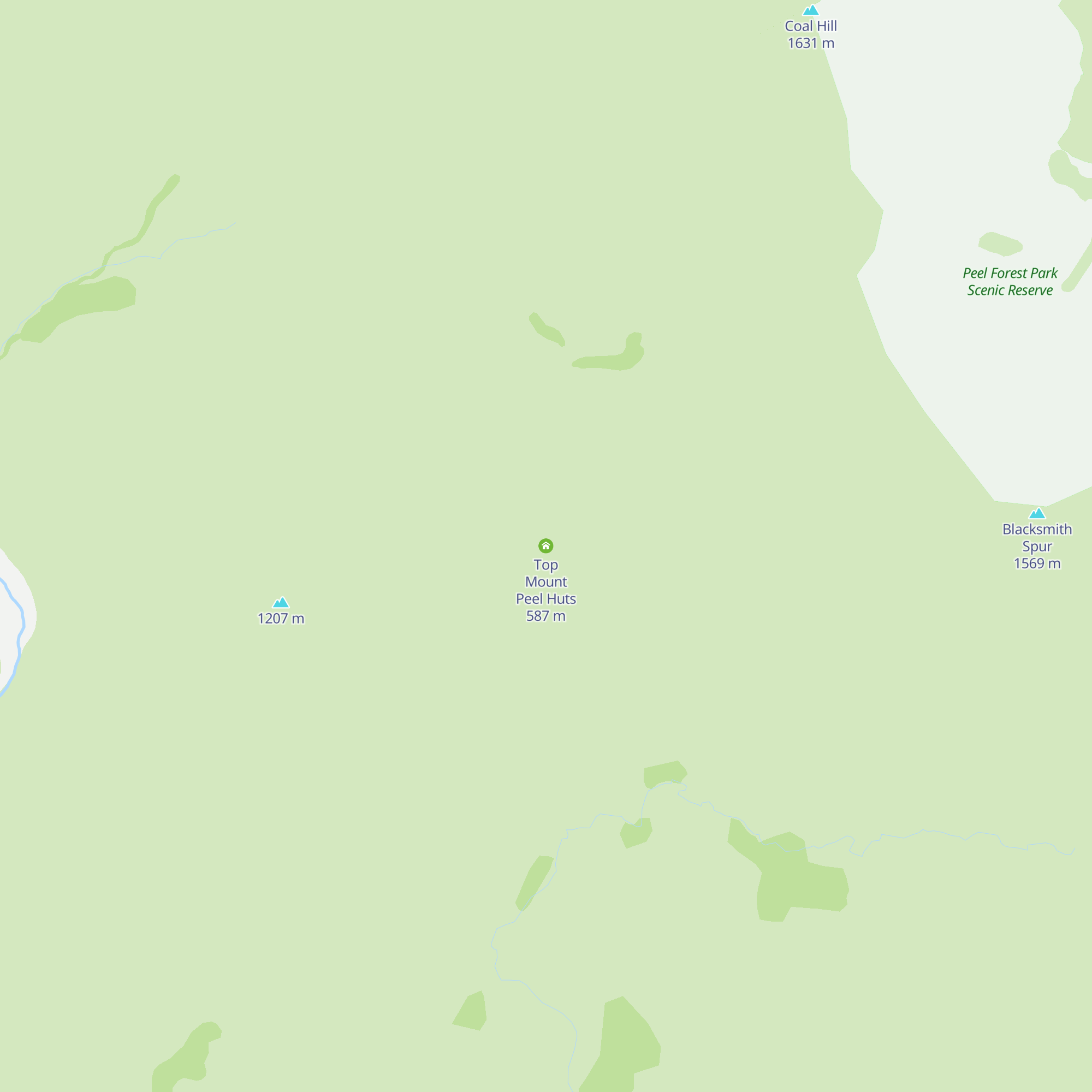 Top Mount Peel Huts map
