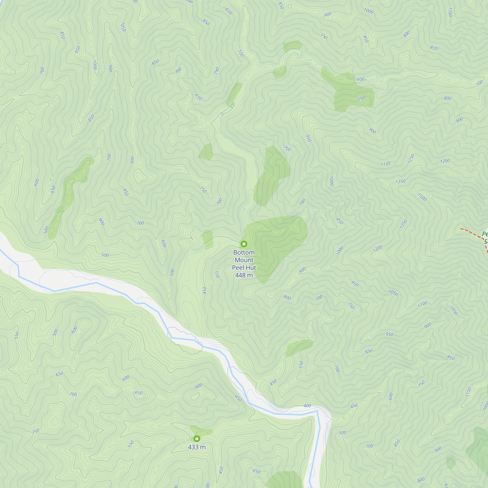 Bottom Mount Peel Hut map