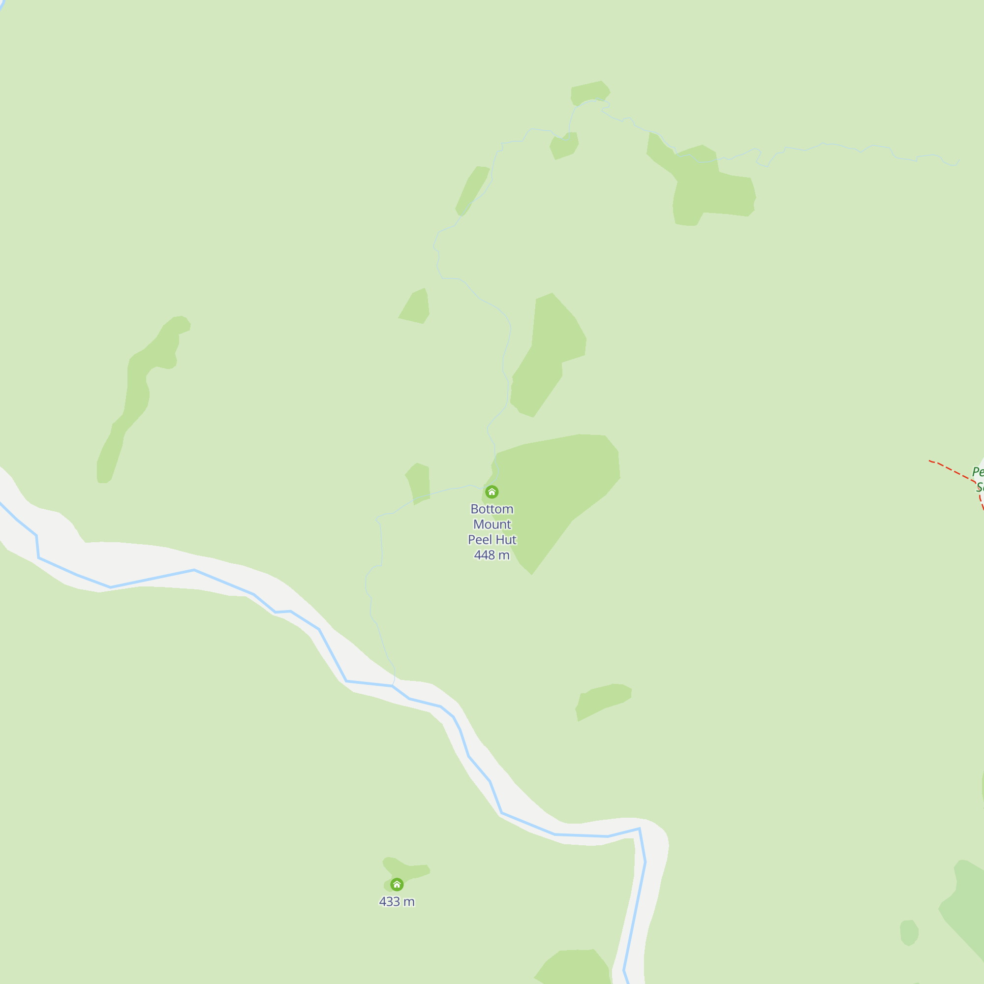 Bottom Mount Peel Hut map