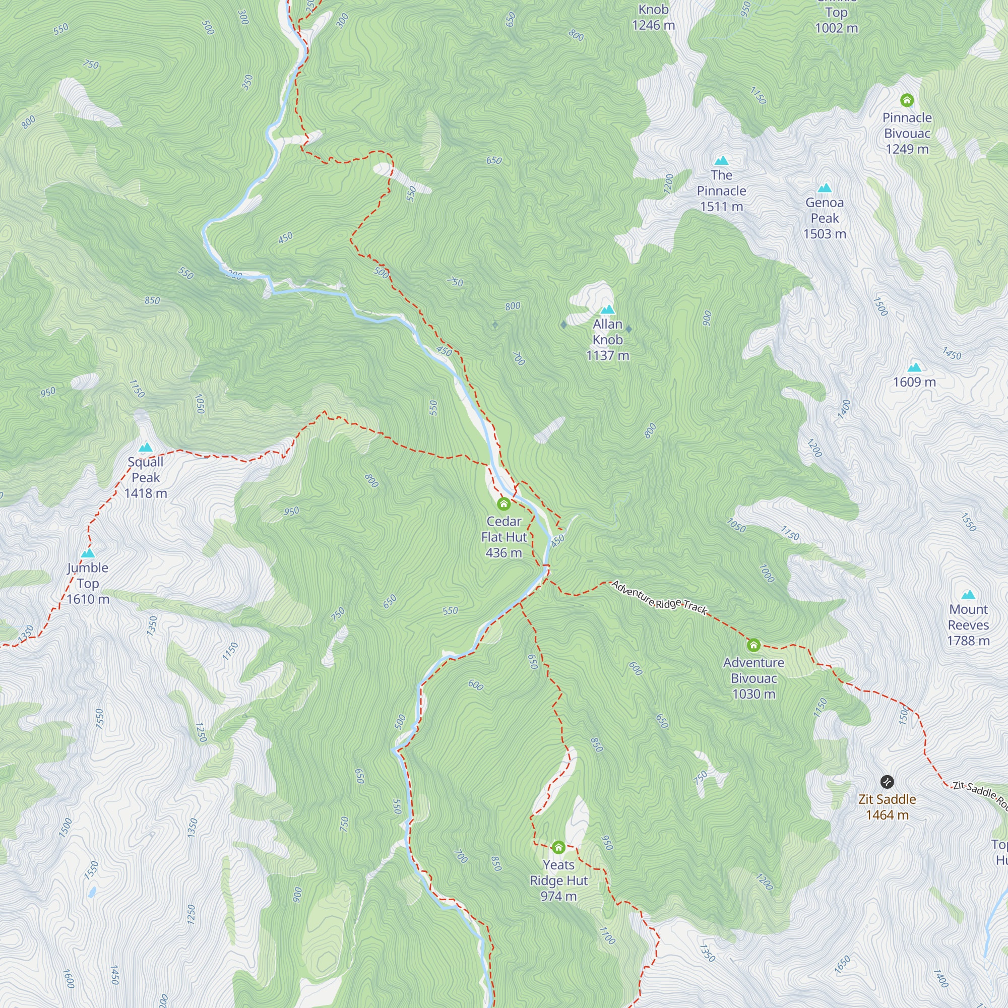 Cedar Flat Hut map
