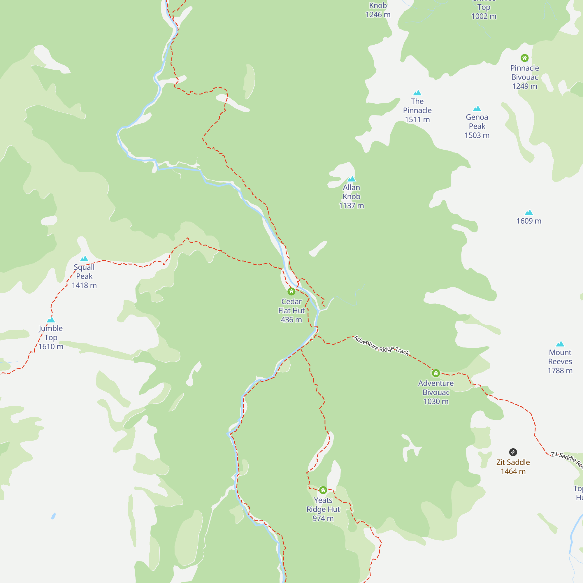 Cedar Flat Hut map