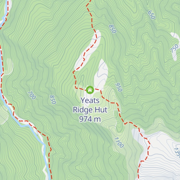 Map of Yeats Ridge Hut
