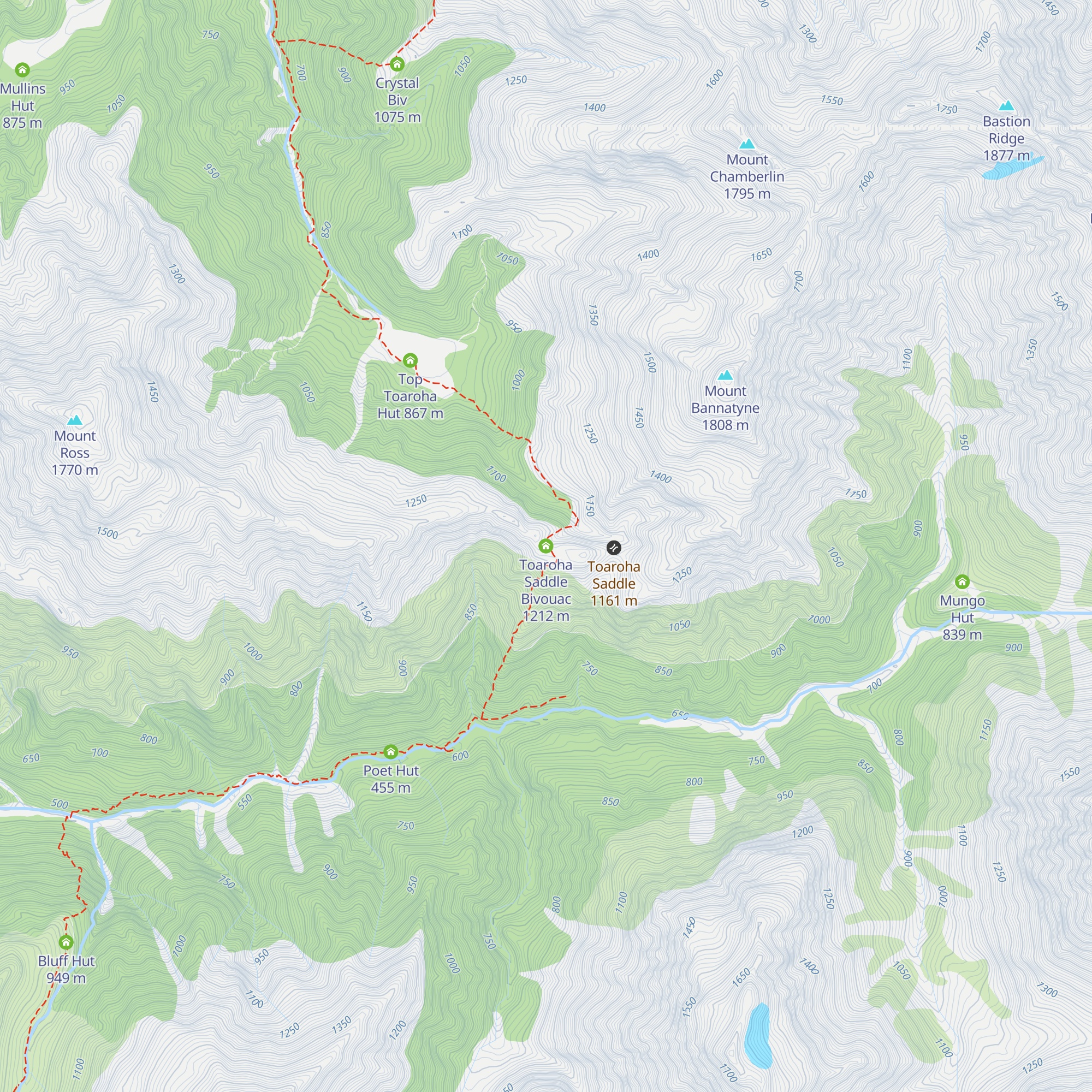 Toaroha Saddle Bivouac map