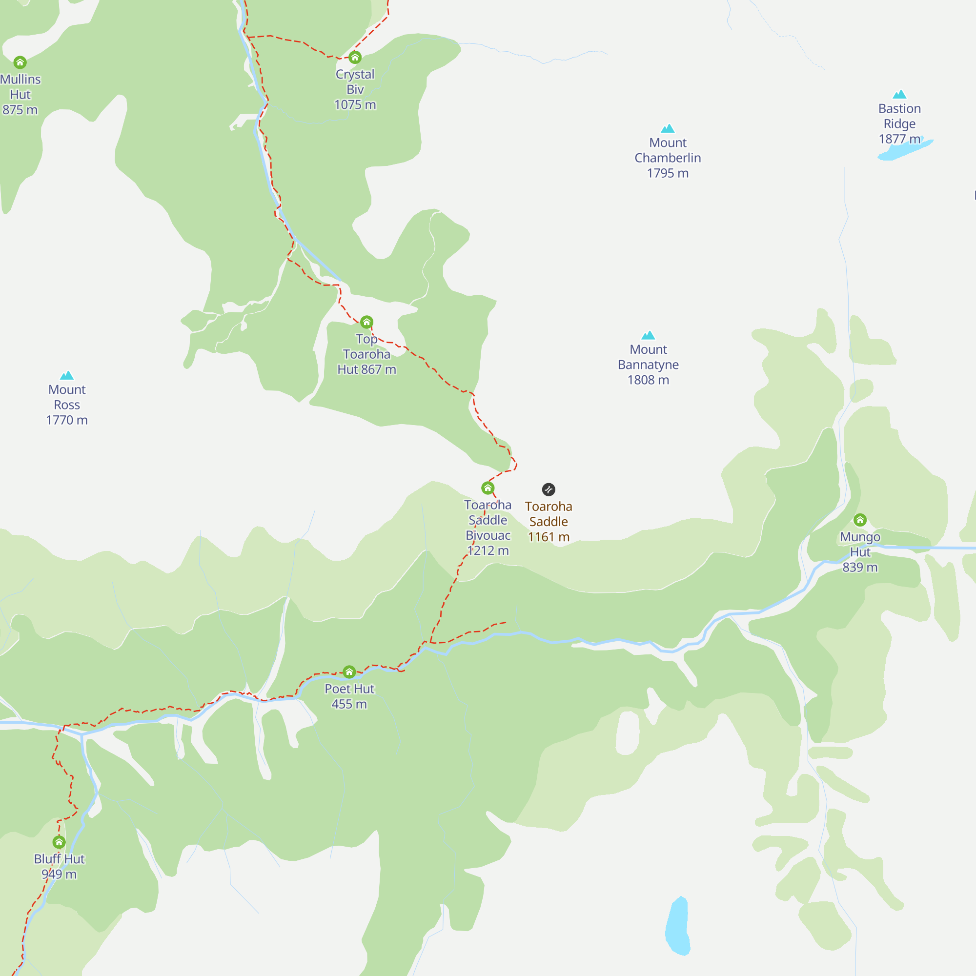 Toaroha Saddle Bivouac map