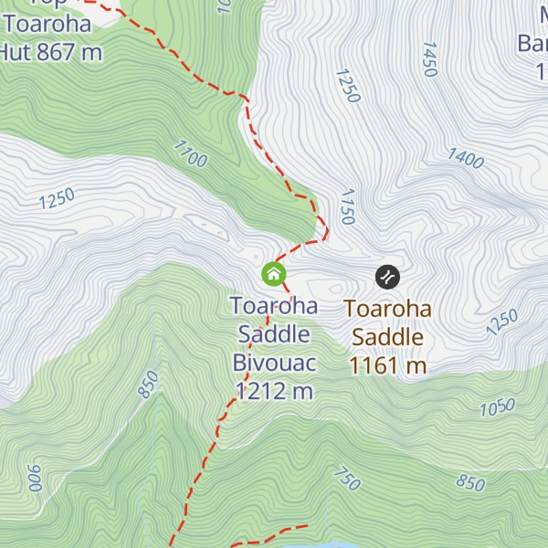 Map of Toaroha Saddle Bivouac