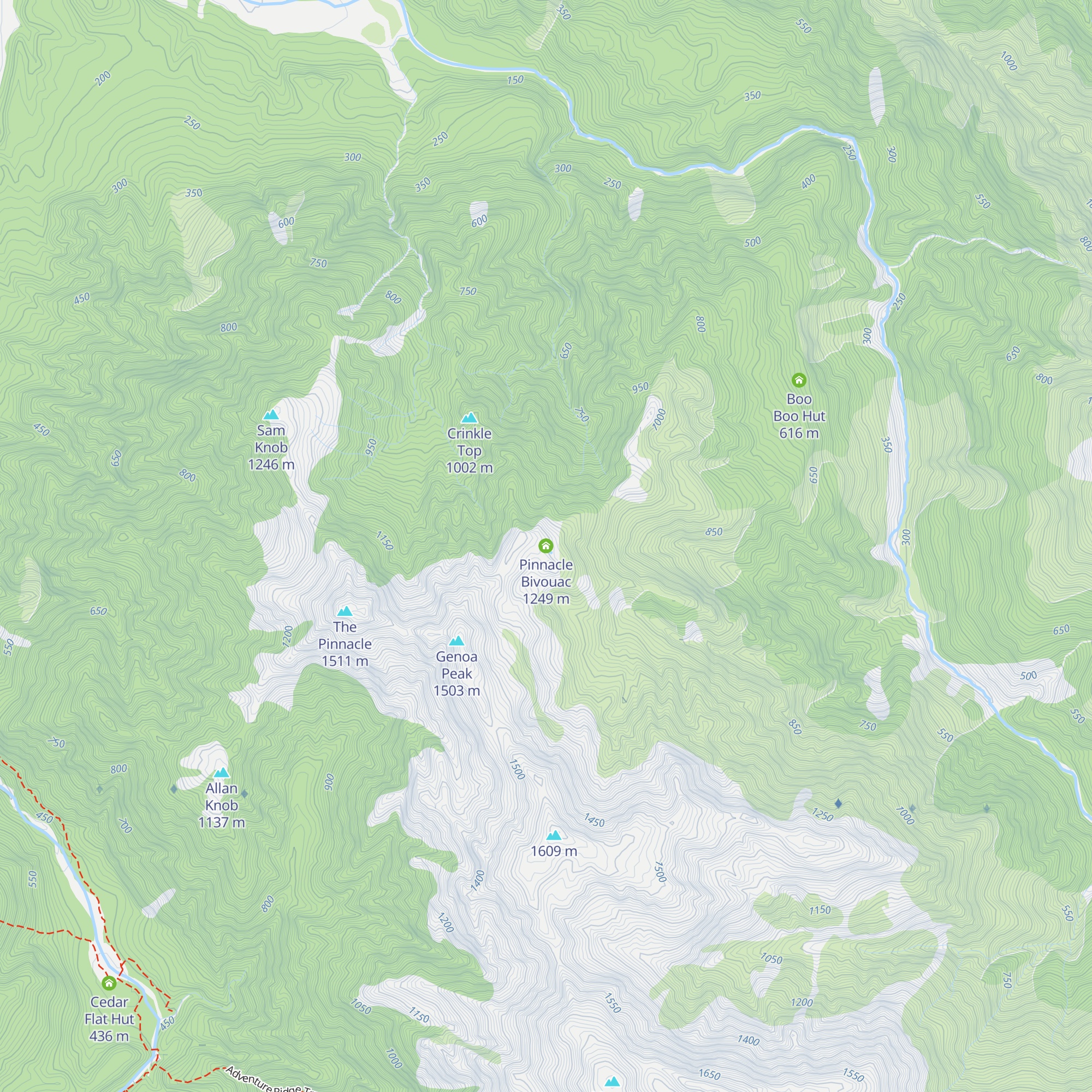 Pinnacle Bivouac map