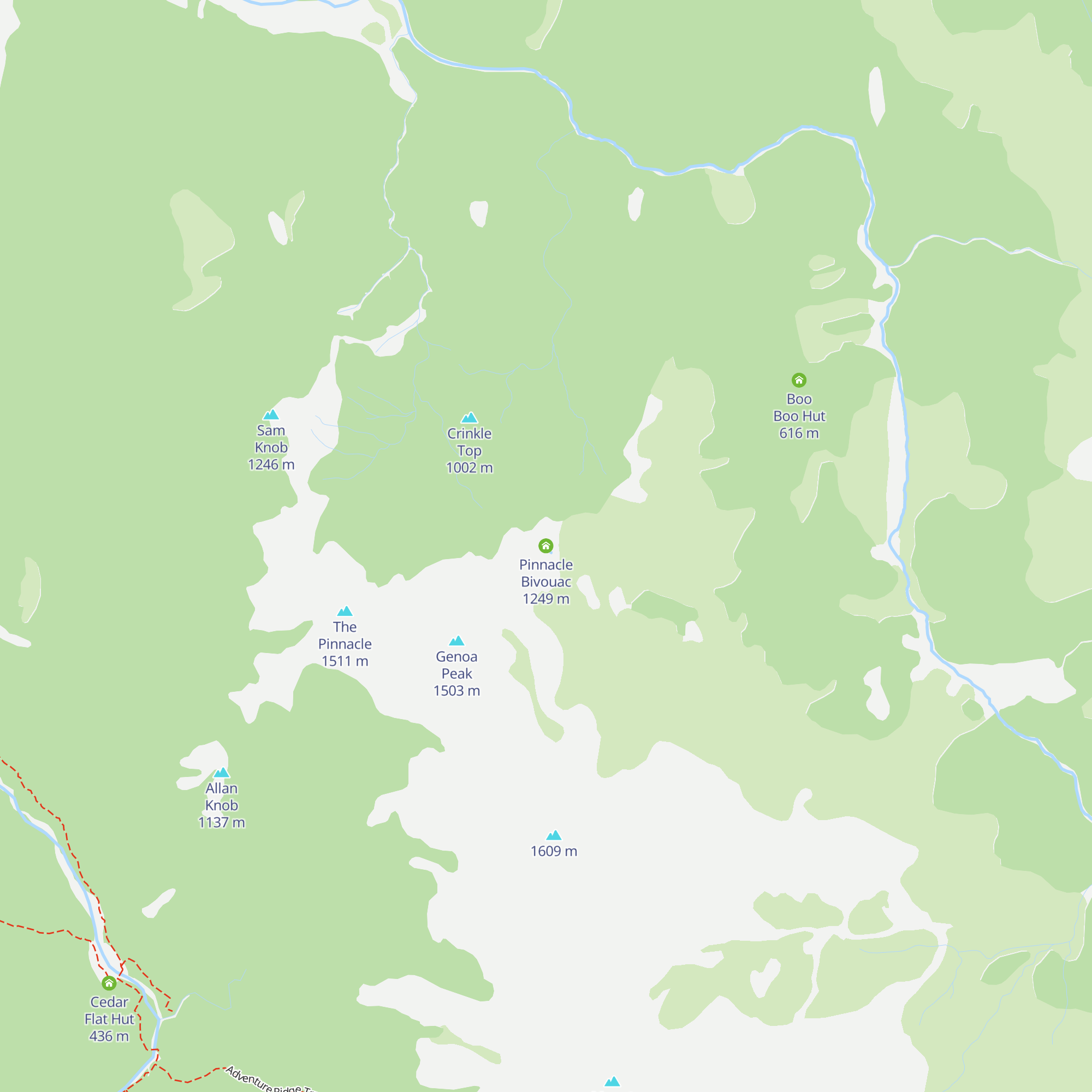 Pinnacle Bivouac map