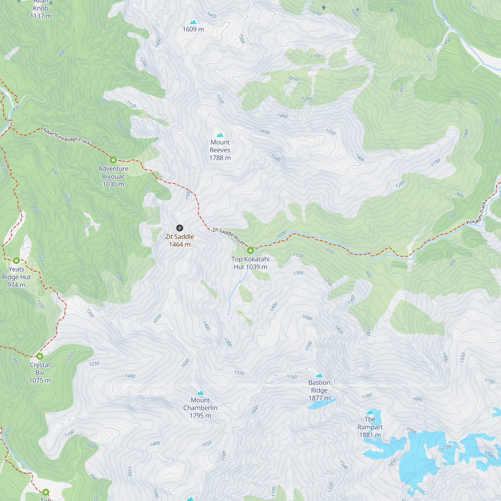 Top Kokatahi Hut map