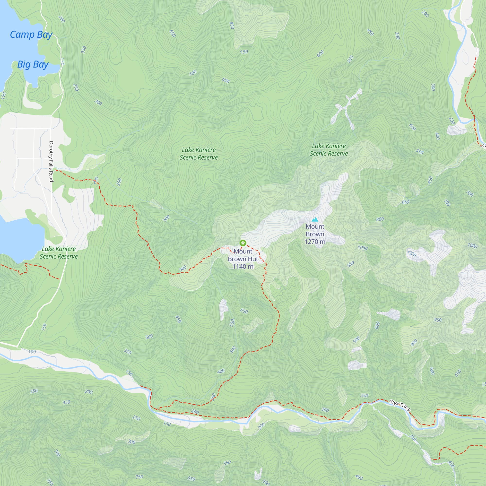 Mount Brown Hut map