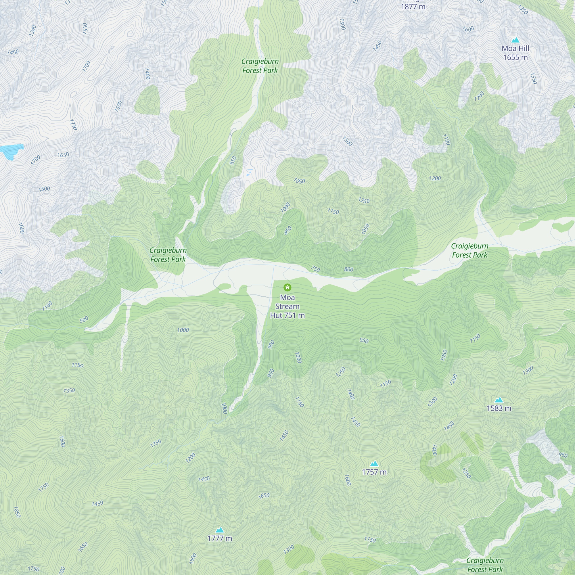 Moa Stream Hut map