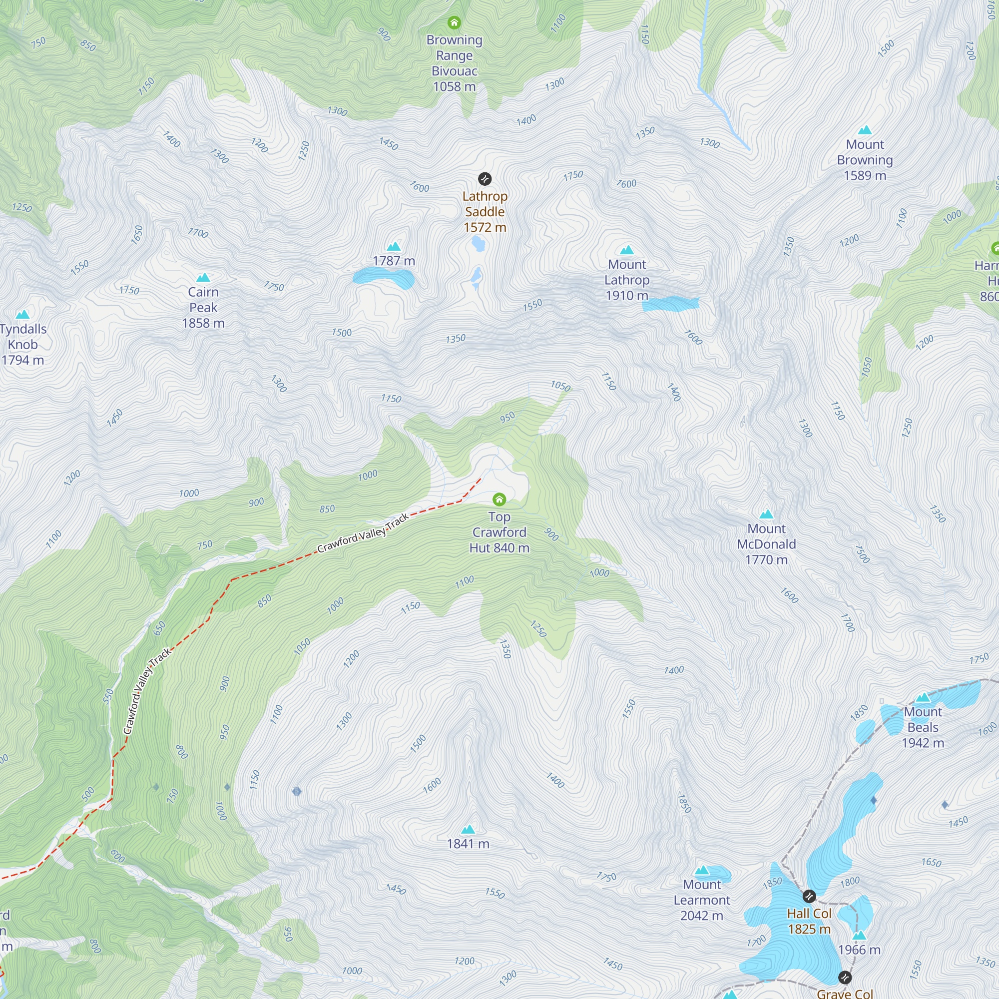 Top Crawford Hut map