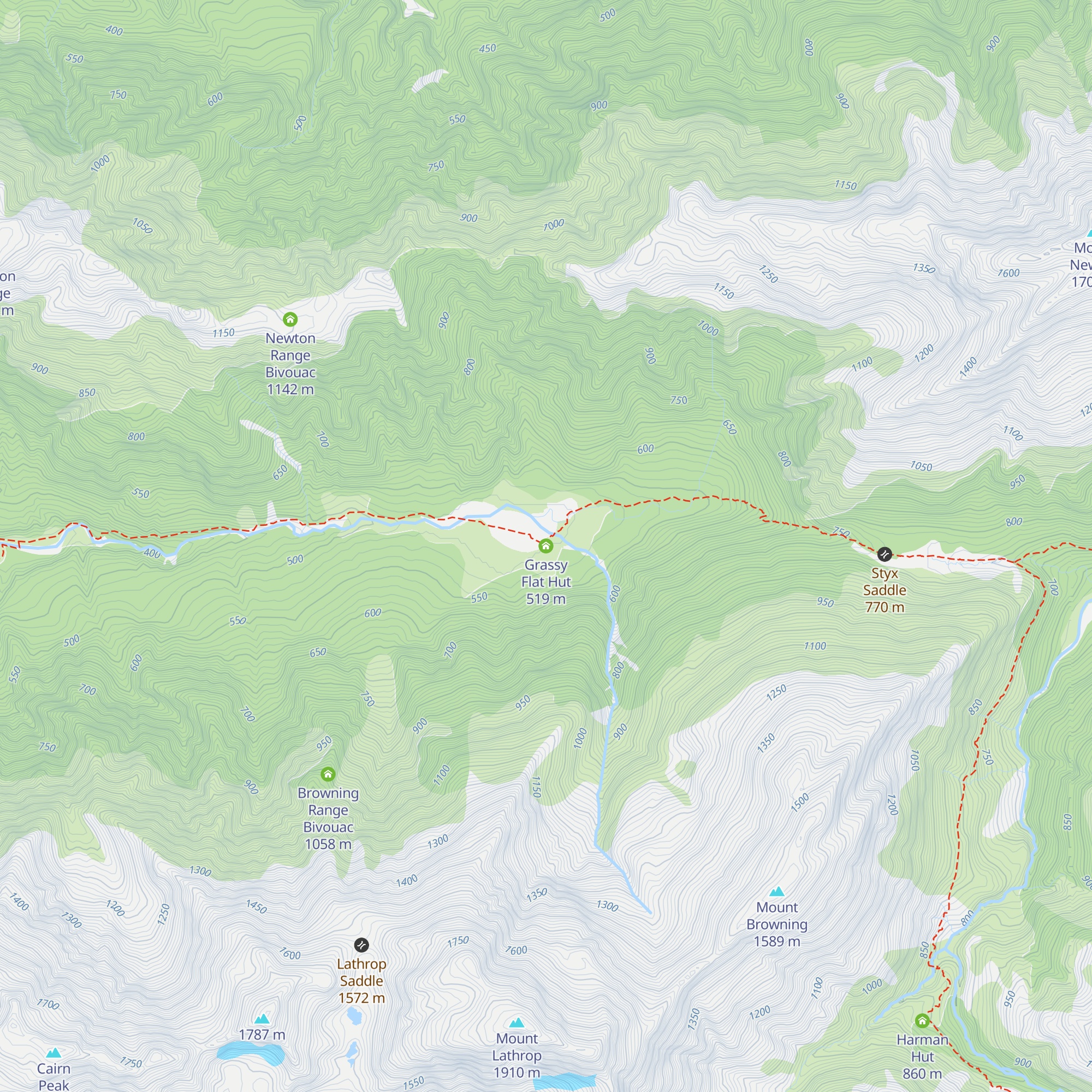 Grassy Flat Hut map