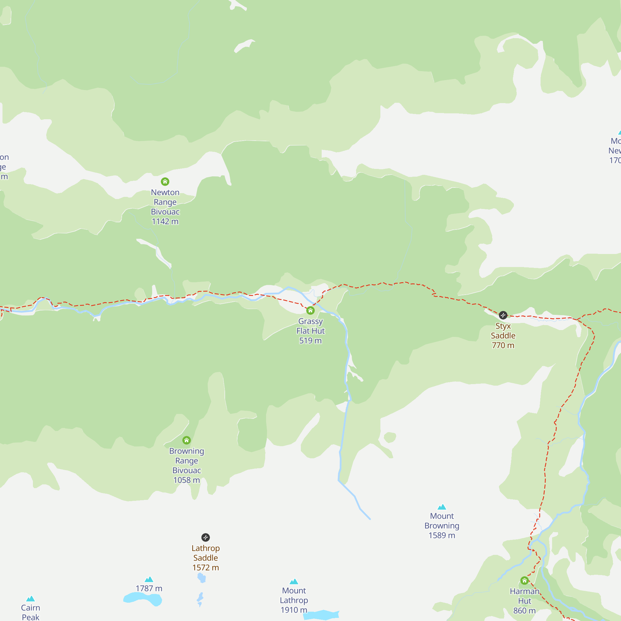 Grassy Flat Hut map