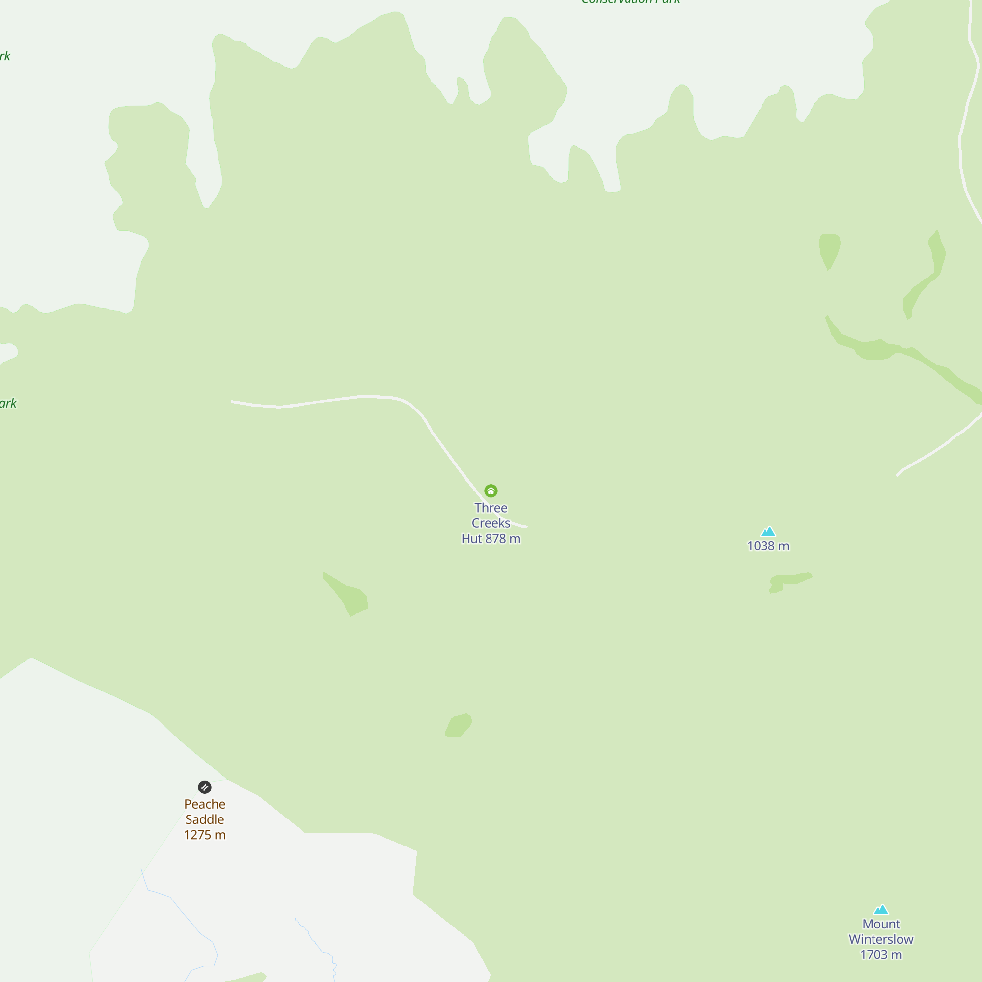 Three Creeks Hut map