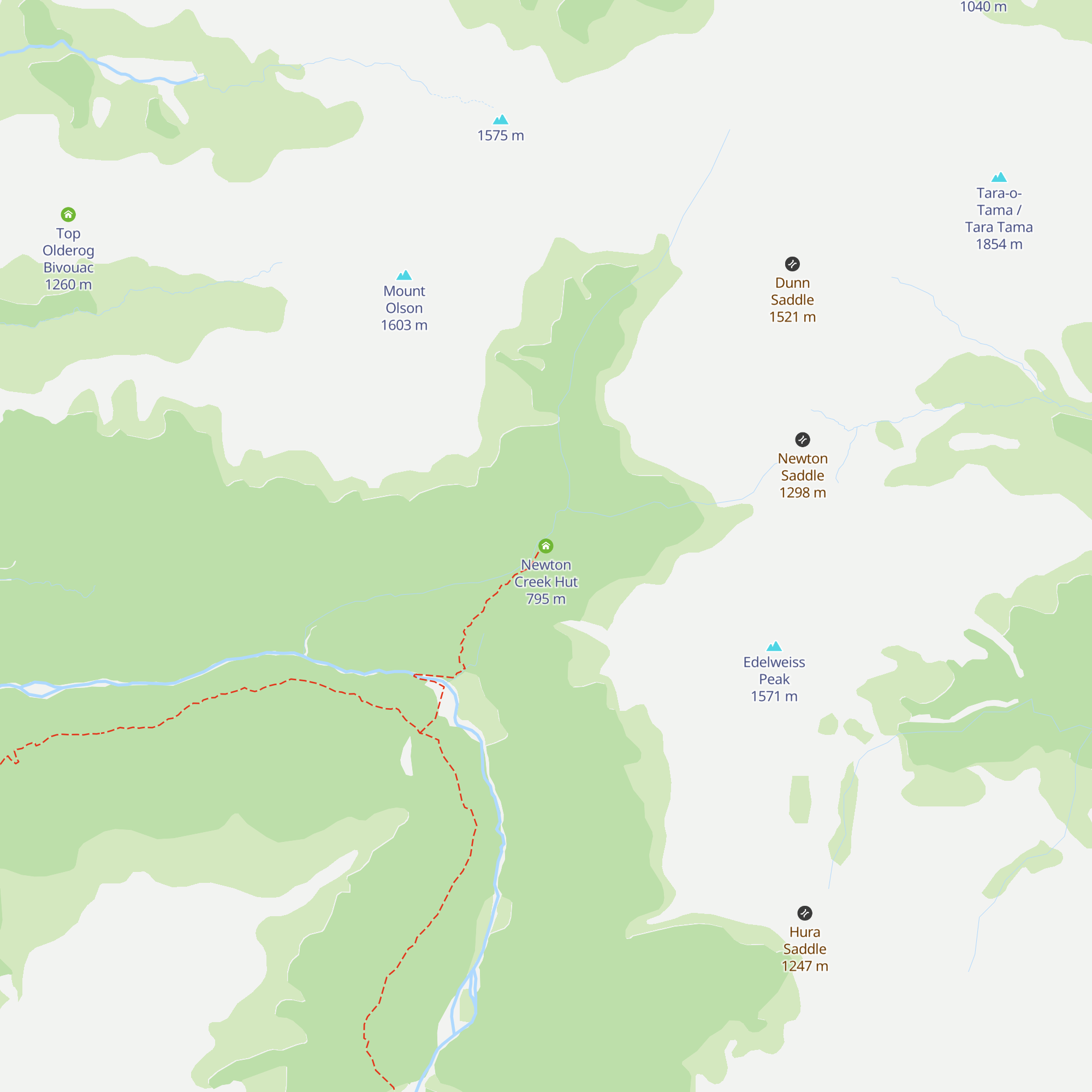 Newton Creek Hut map