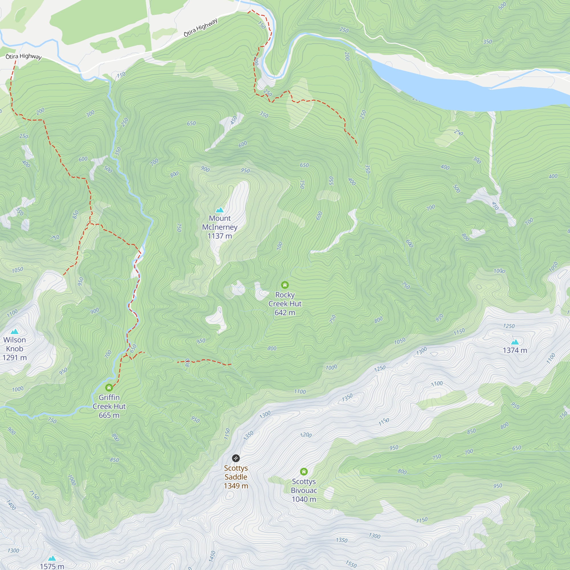 Rocky Creek Hut map