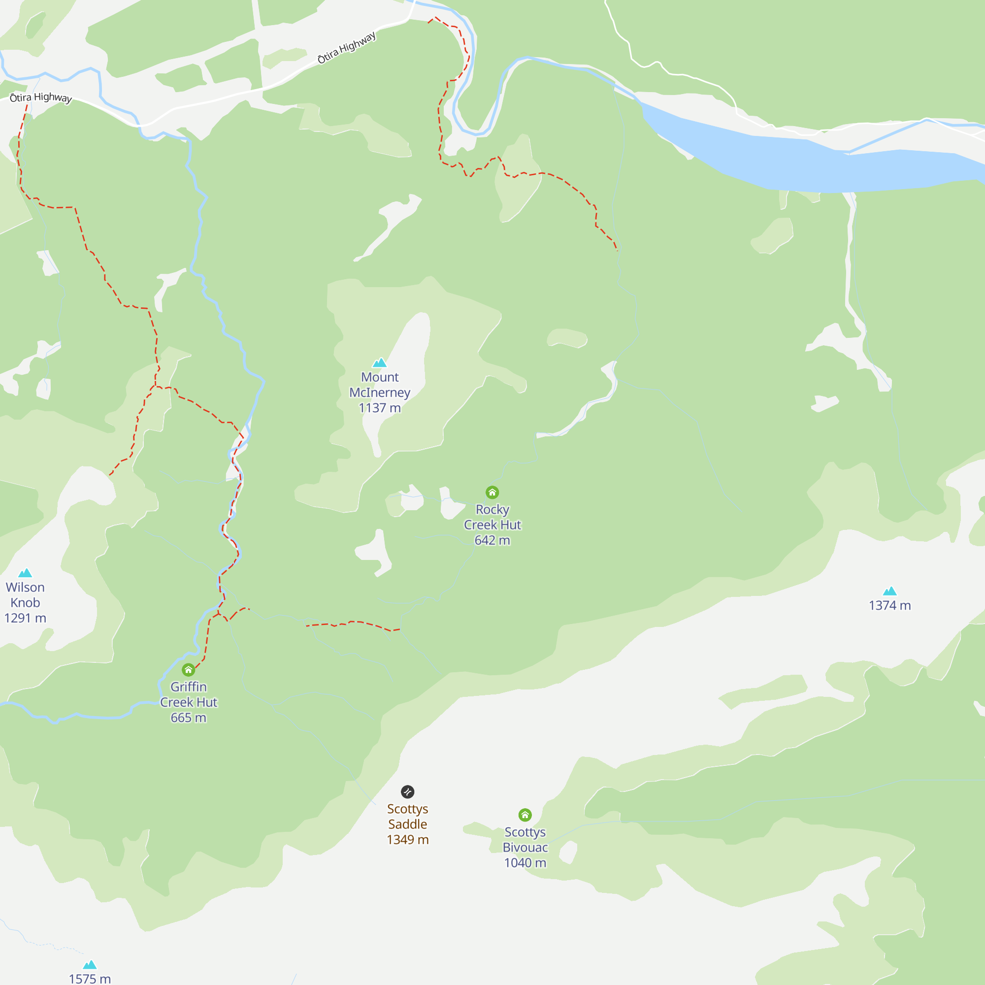 Rocky Creek Hut map
