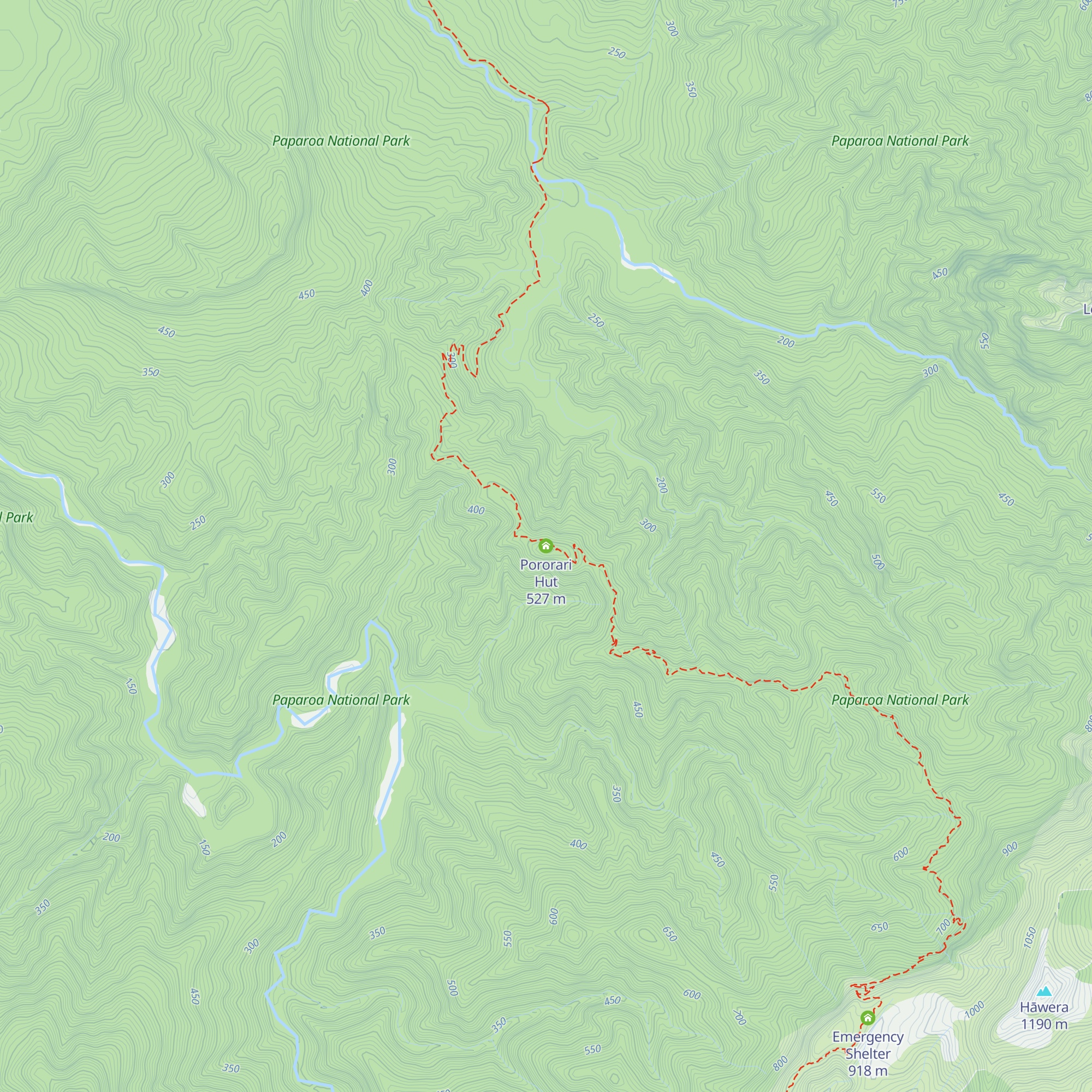 Pororari Hut map