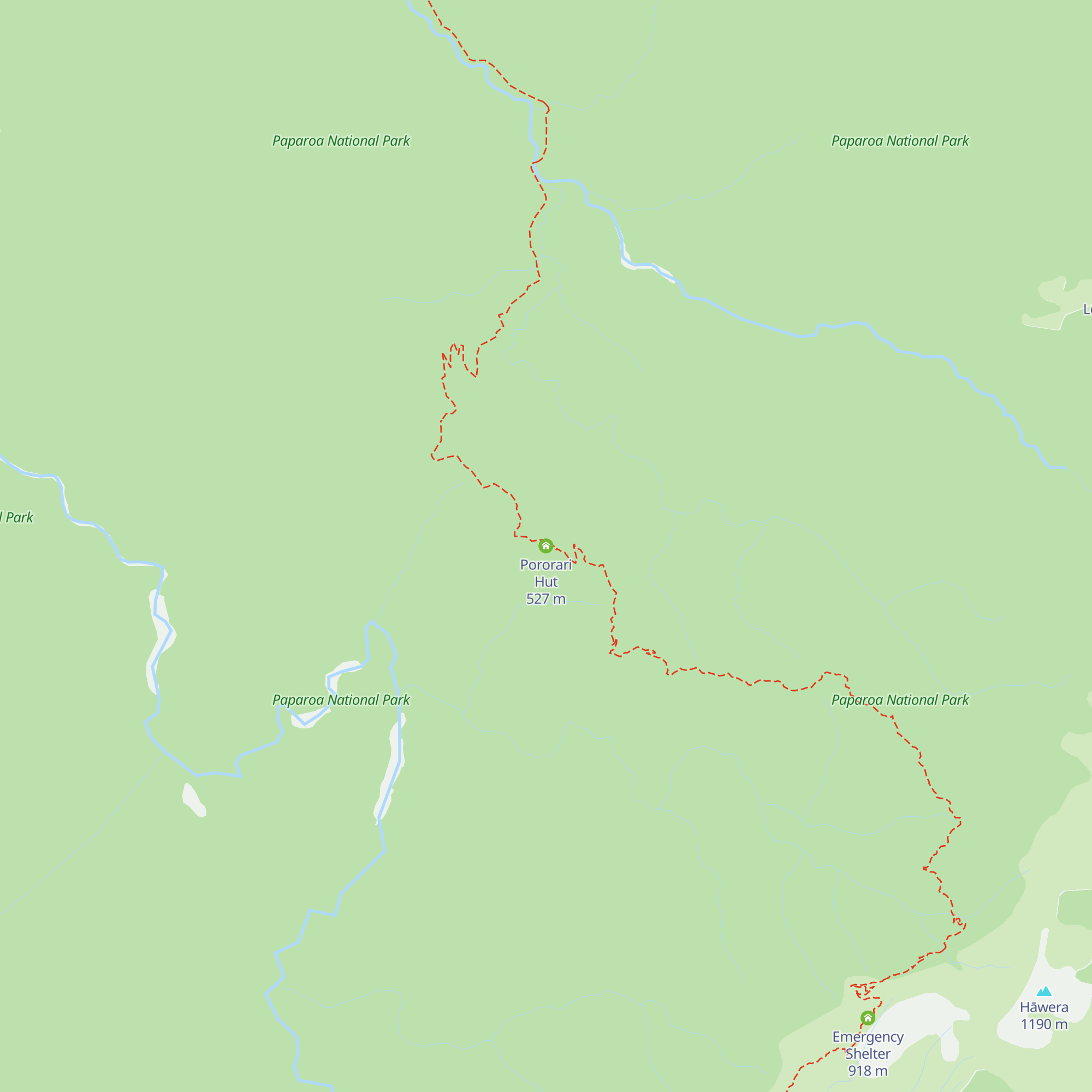 Pororari Hut map