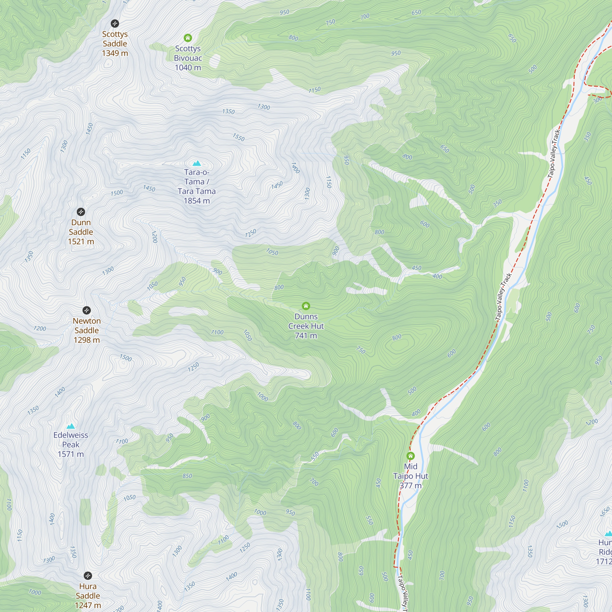 Dunns Creek Hut map