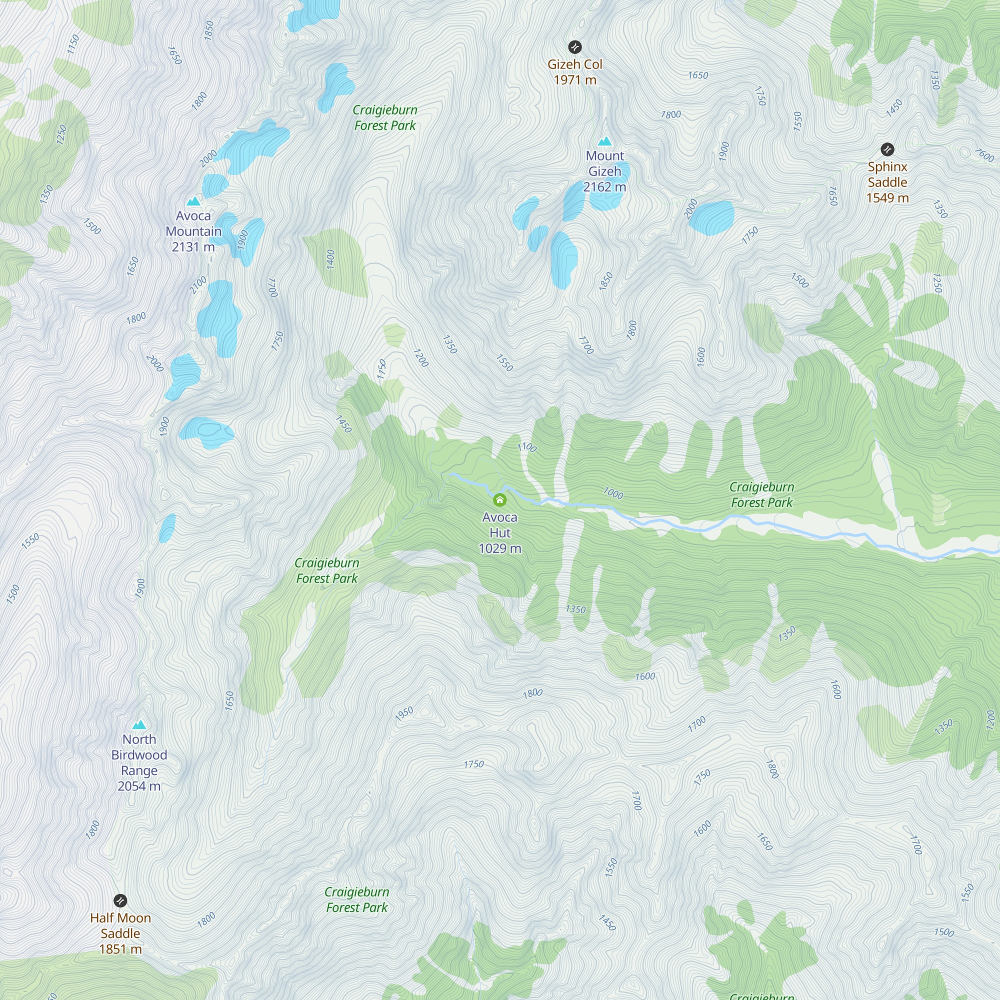 Avoca Hut map