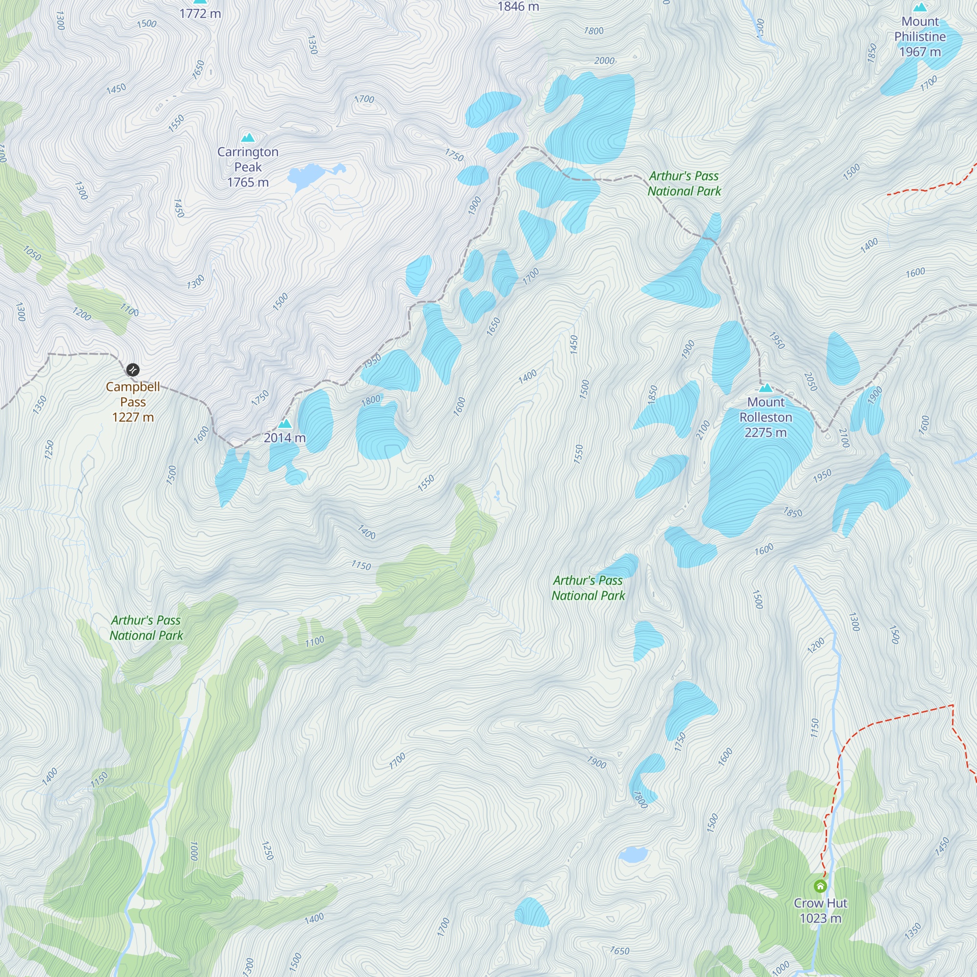 Waimakariri Falls Hut map