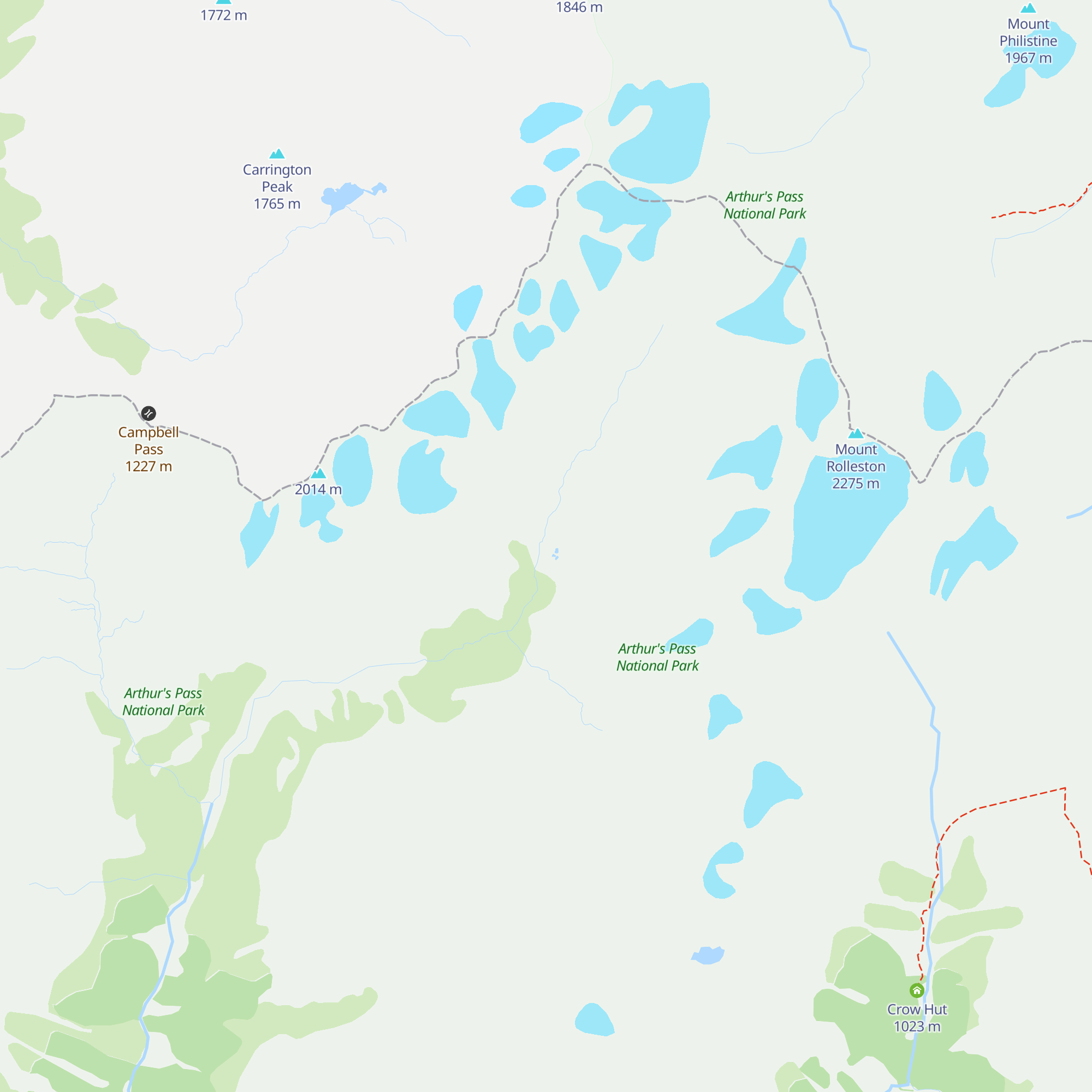 Waimakariri Falls Hut map