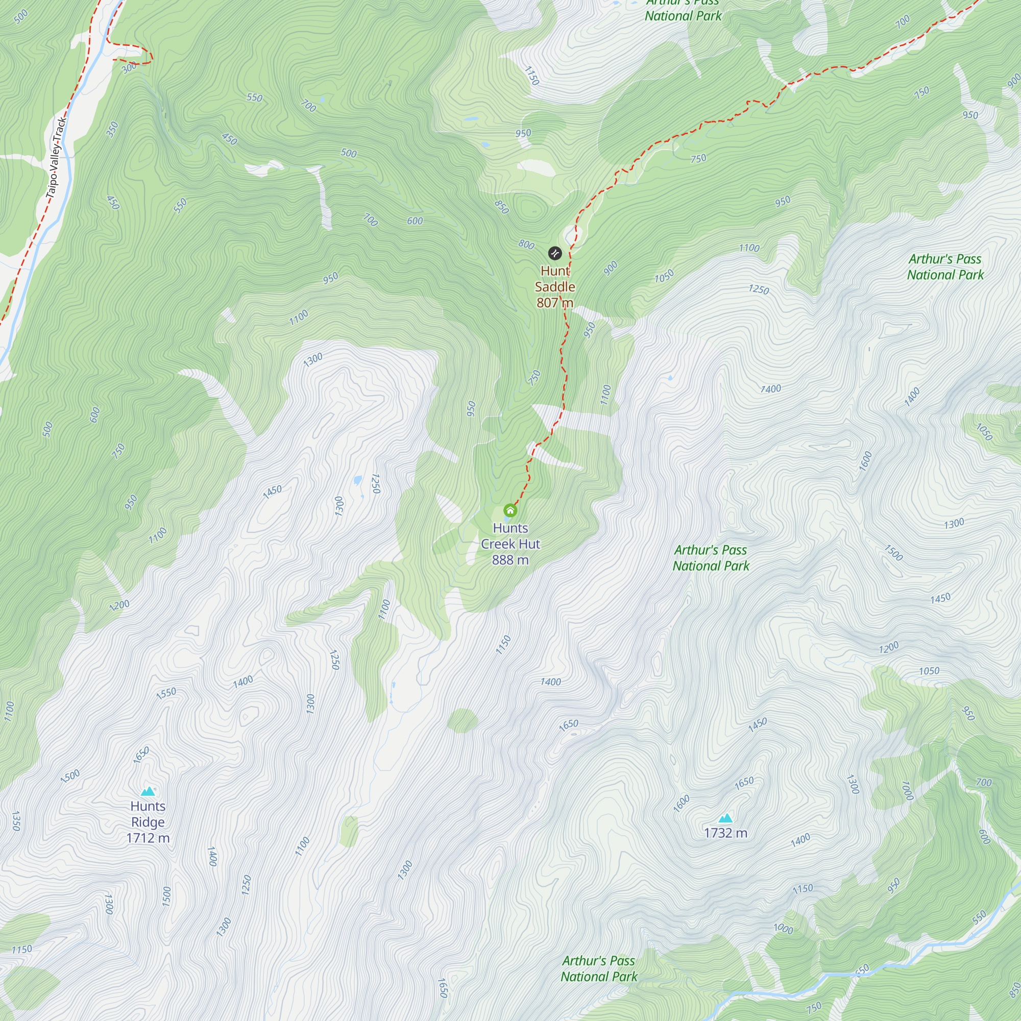 Hunts Creek Hut map