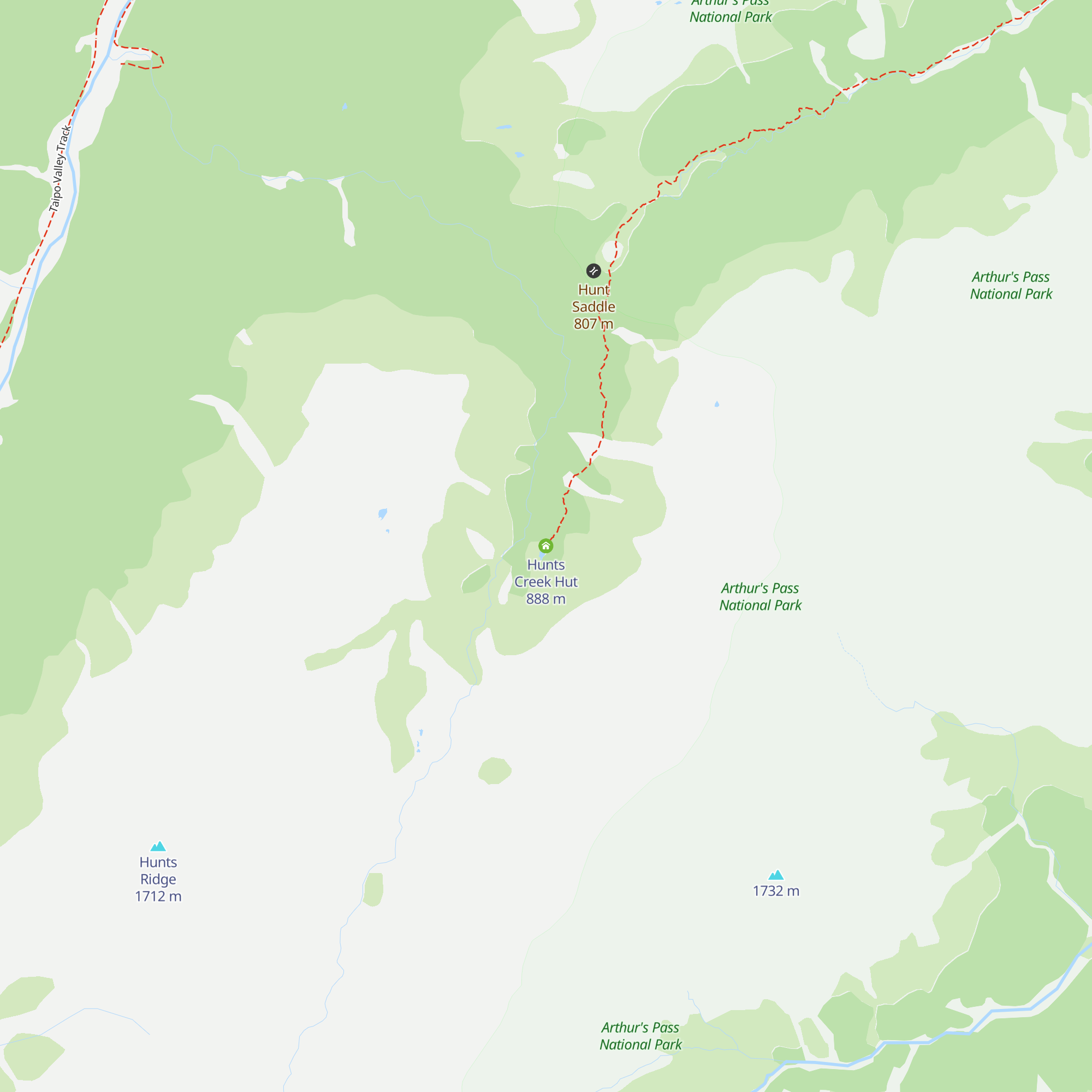 Hunts Creek Hut map