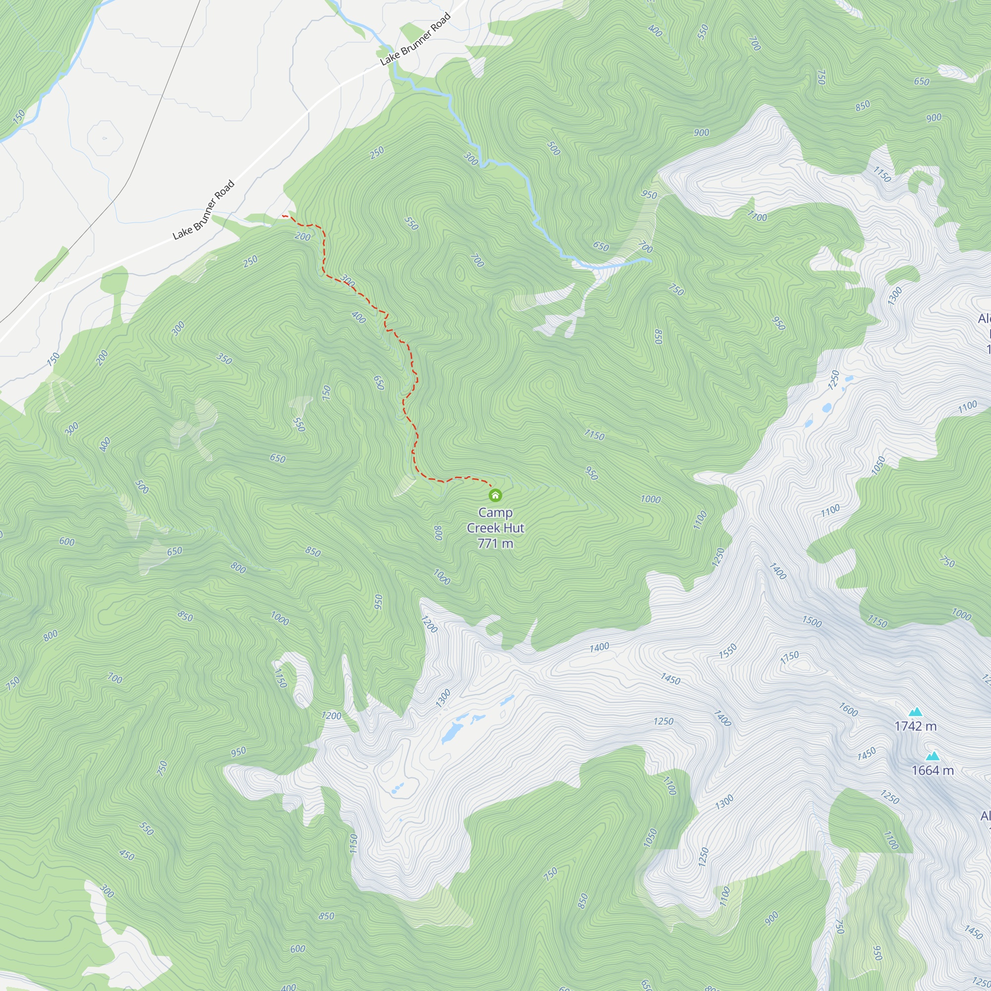 Camp Creek Hut map