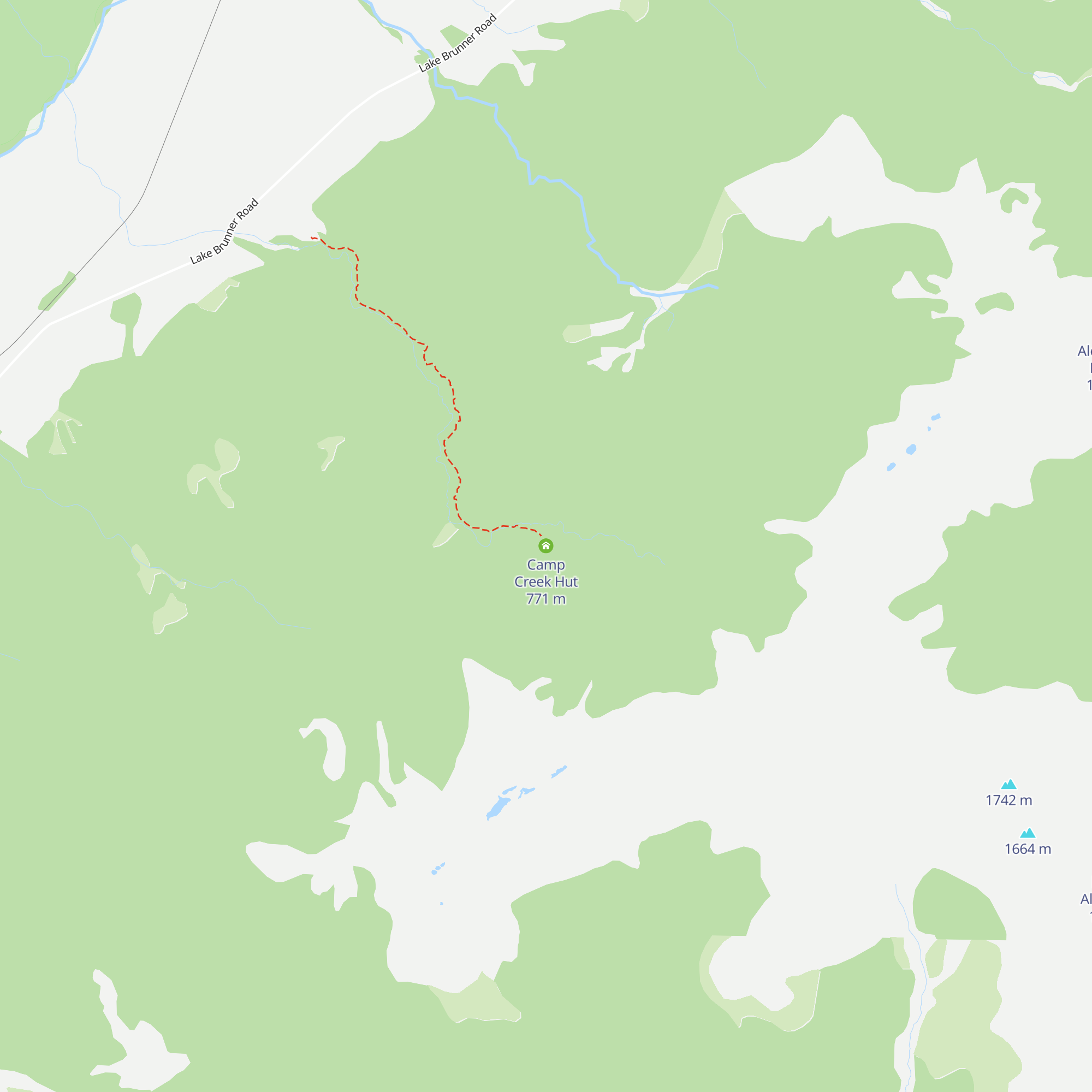 Camp Creek Hut map