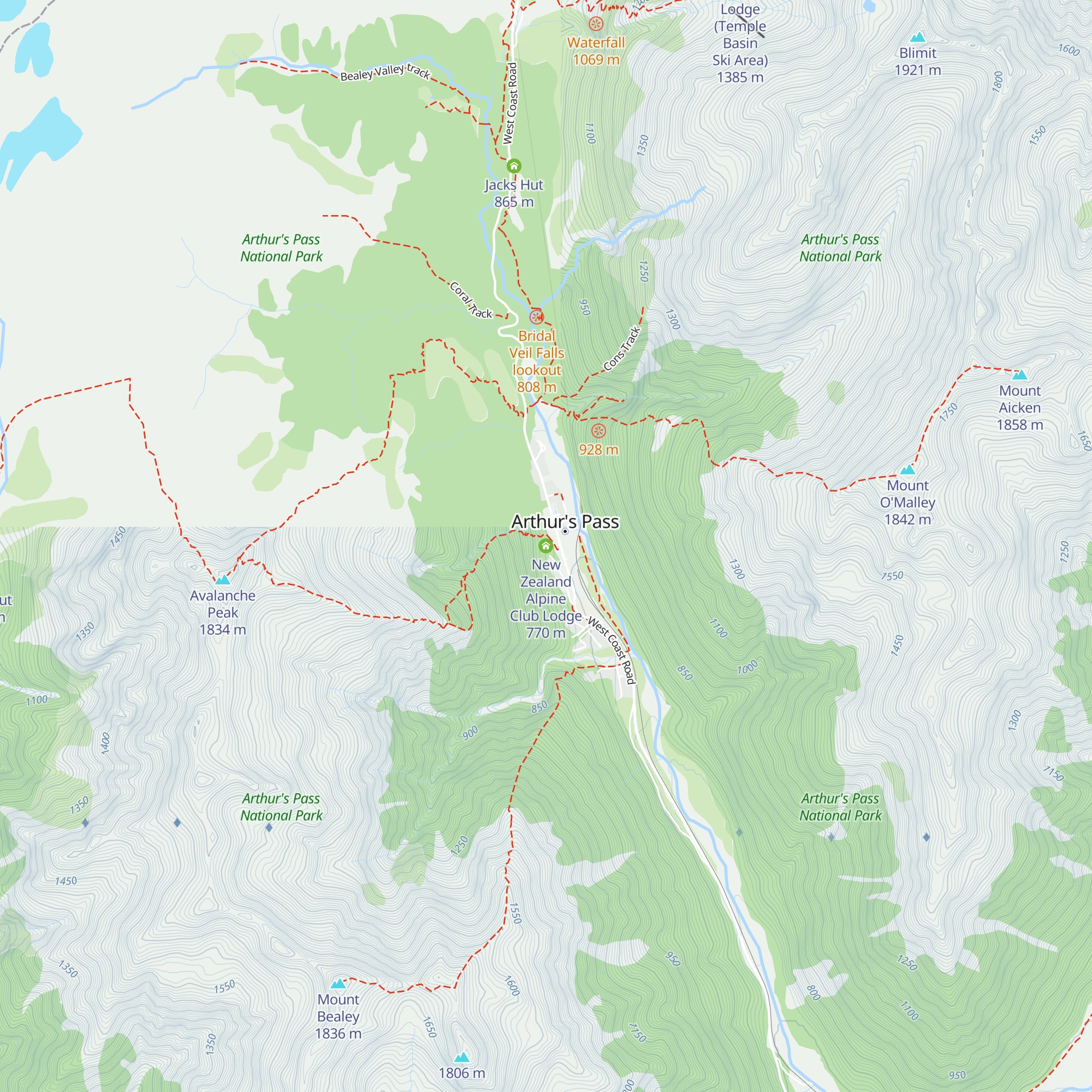New Zealand Alpine Club Lodge map