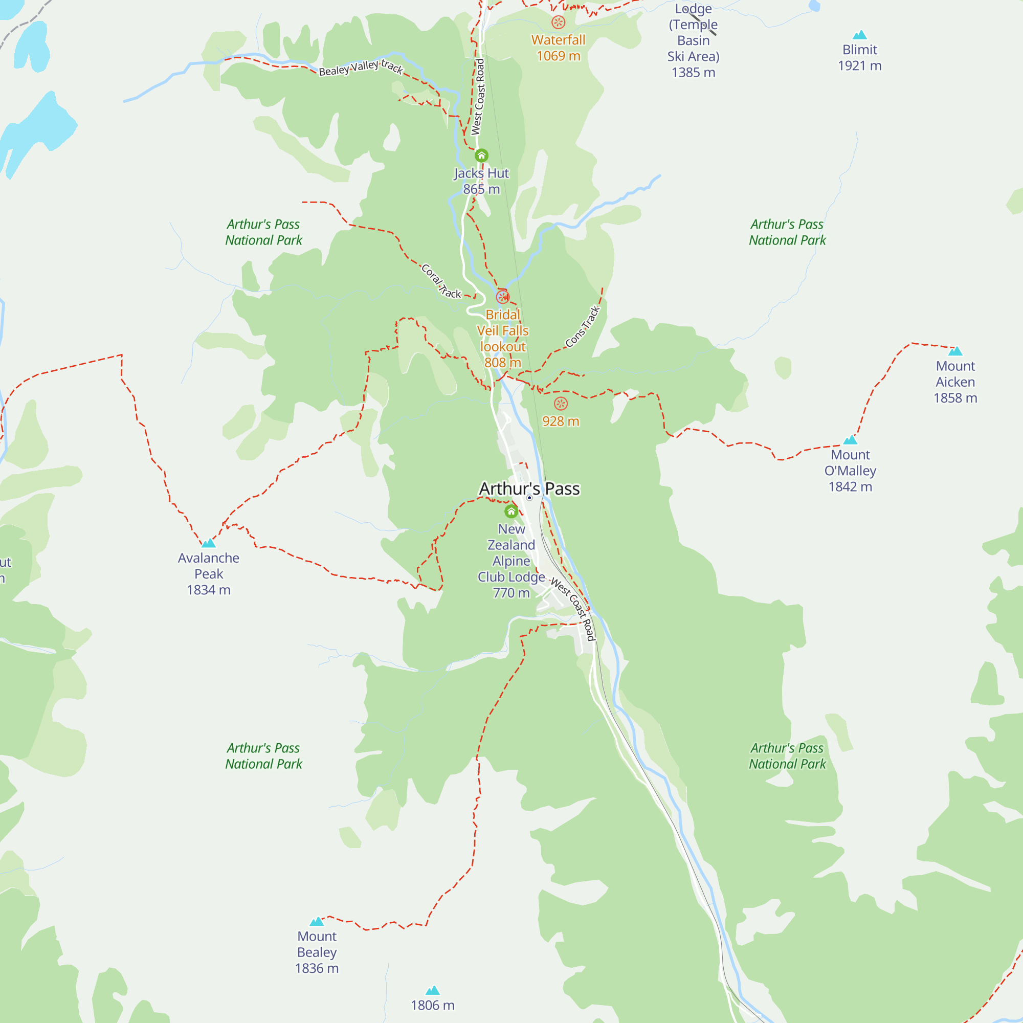 New Zealand Alpine Club Lodge map